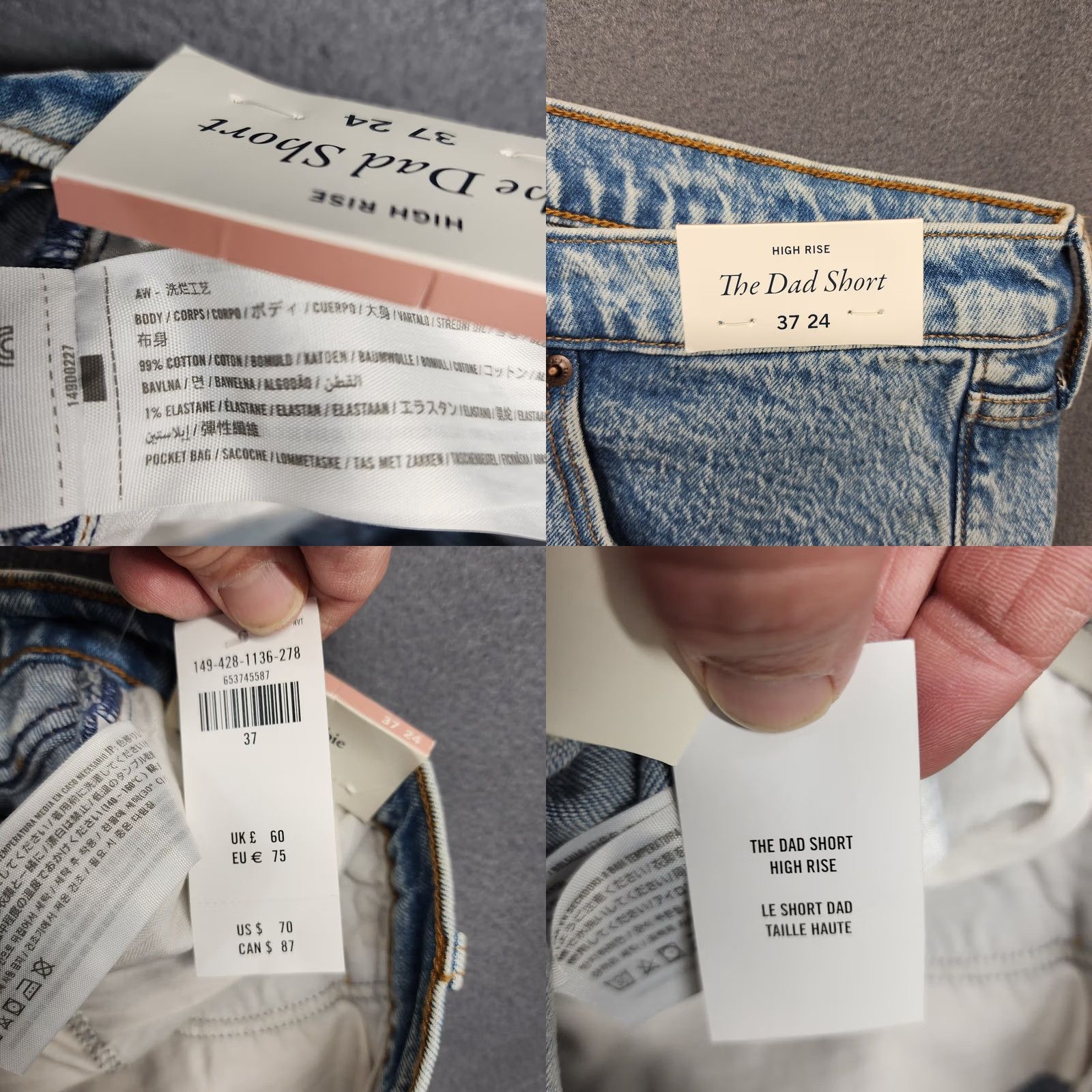 Abercrombie & Fitch VINTAGE Abercrombie & Fitch The Dad Short Womens 37|24 High Rise Light Wash NEW Size 42" / US 20 - 8 Thumbnail