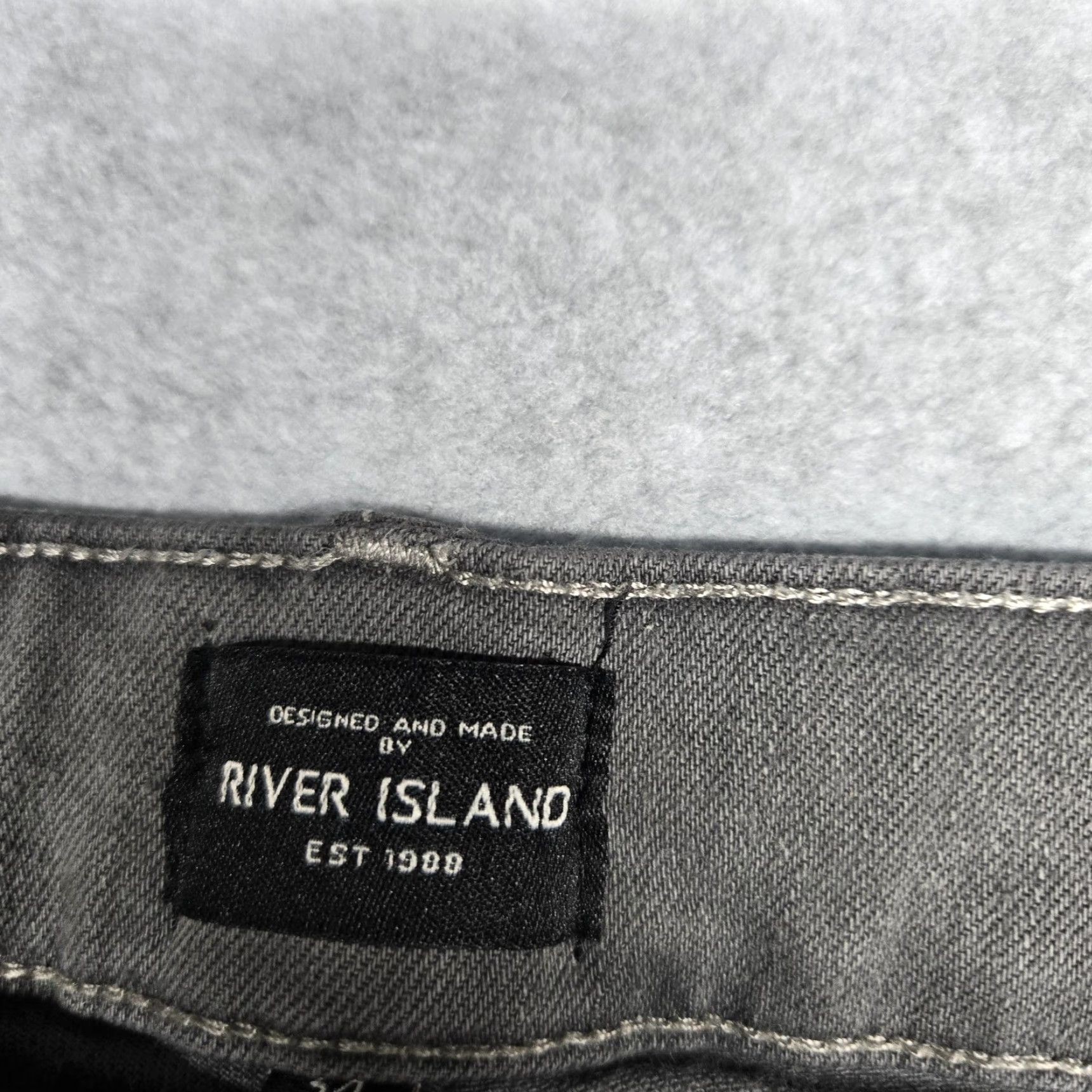 River Island River Island SIRE Jeans Mens 34x32 Gray Stretch Denim Pants Casual Tapered Leg 5-Pocket Retro Modern Size US 34 / EU 50 - 4 Thumbnail