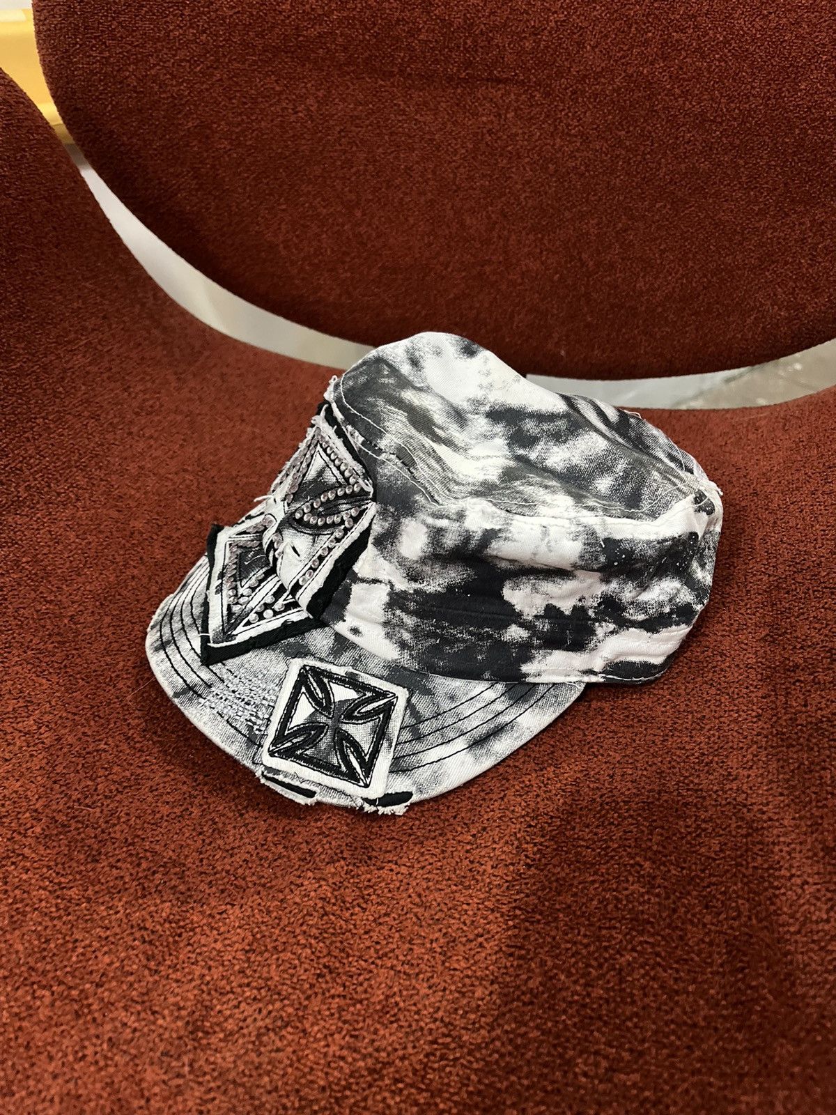 14th Addiction Two Fold Distressed Studded Commando Cadet Hat Size ONE SIZE - 3 Thumbnail