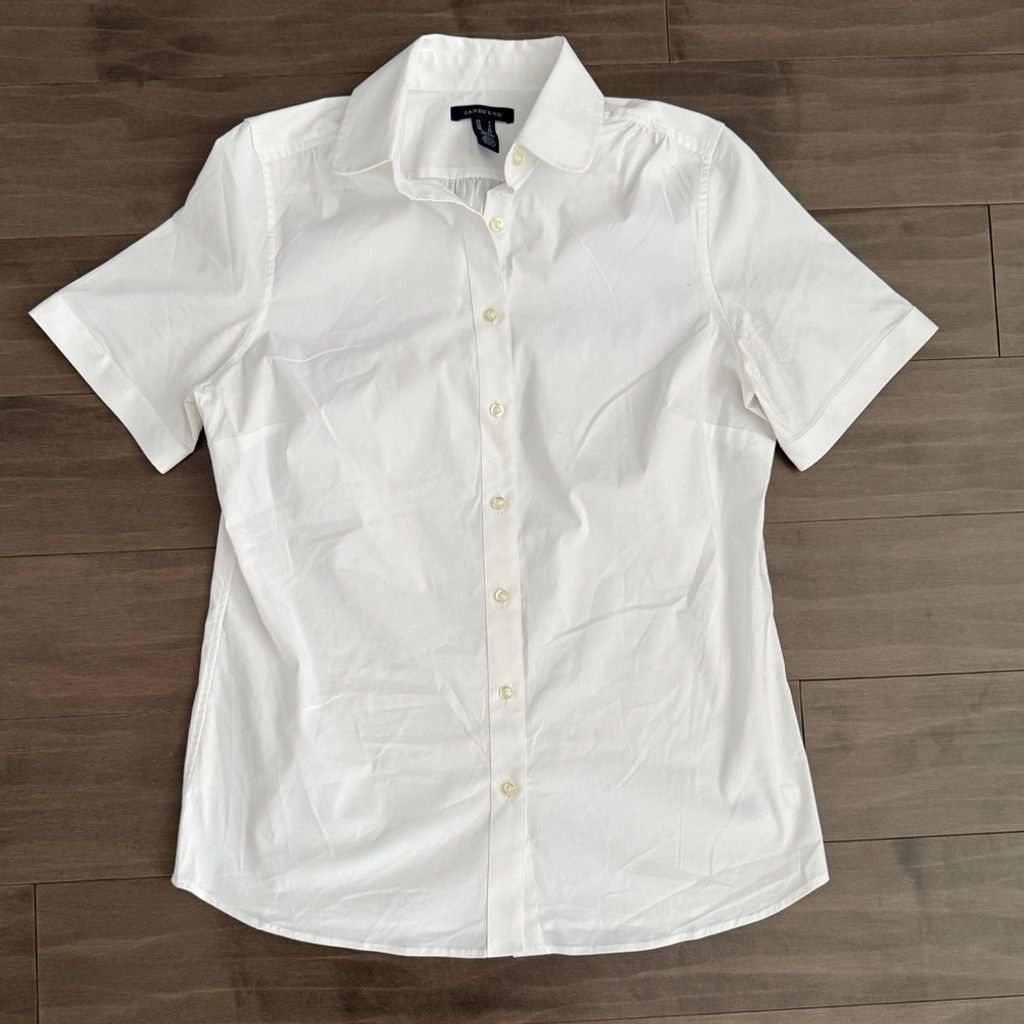 Lands' End Lands' End Short Sleeve Tunic White Blouse Size 6 TALL Size M / US 6-8 / IT 42-44 - 1 Thumbnail