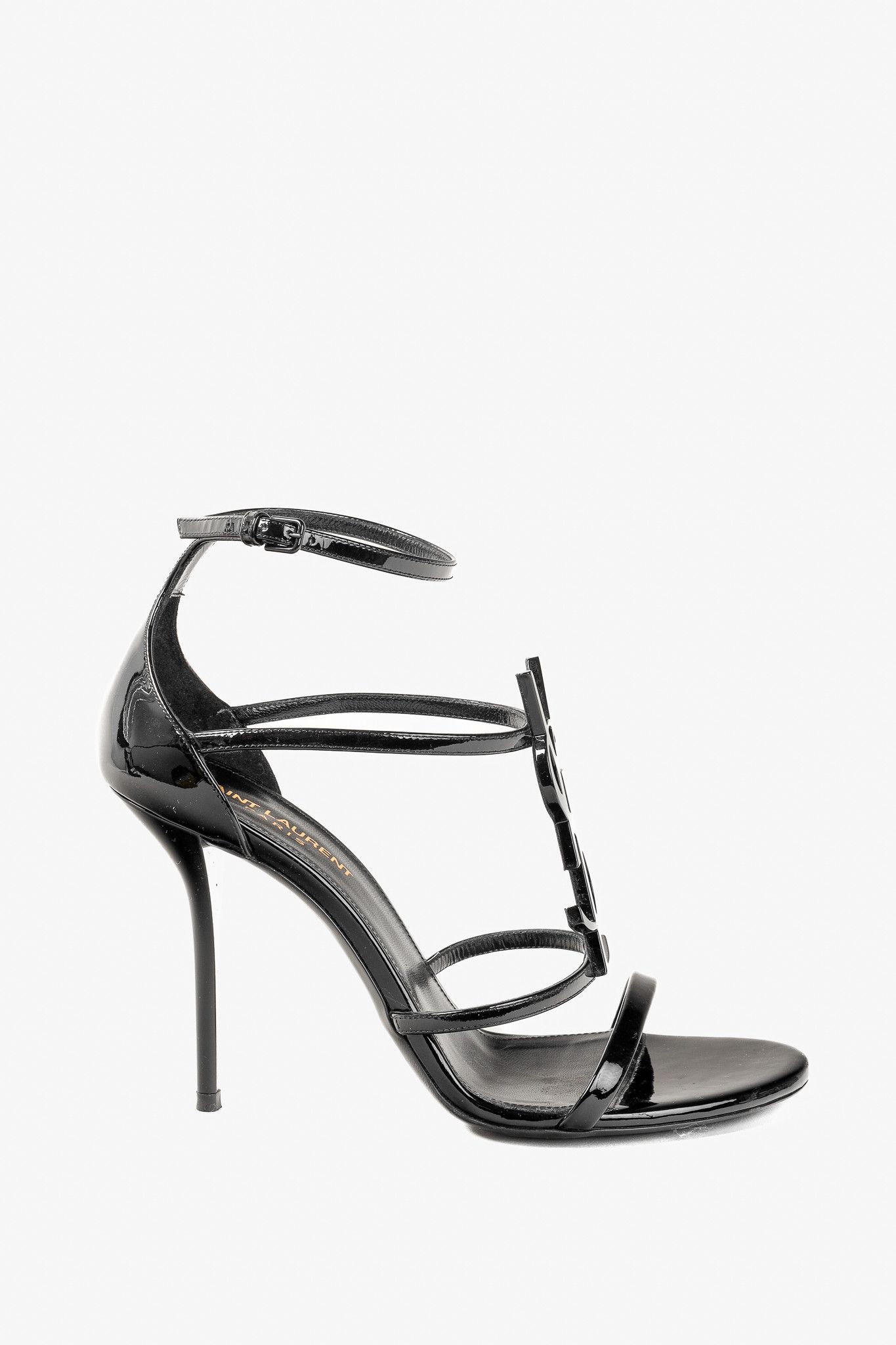 Saint Laurent Paris Saint Laurent Cassandra Sandal in Black Patent Leather Size US 8 / IT 38 - 1 Thumbnail