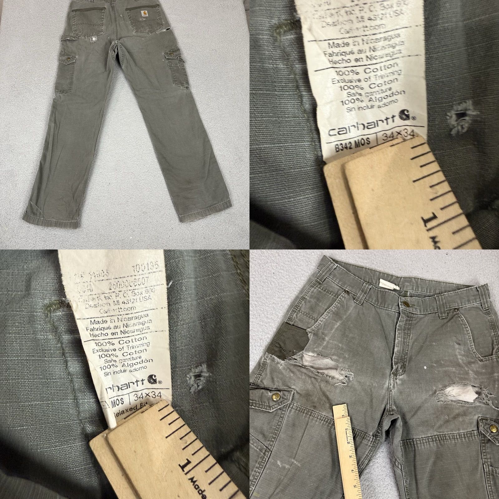 Carhartt Carhartt Pants Mens 34x34 Green Distressed Carpenter Work Wear Relaxed Size US 34 / EU 50 - 8 Thumbnail