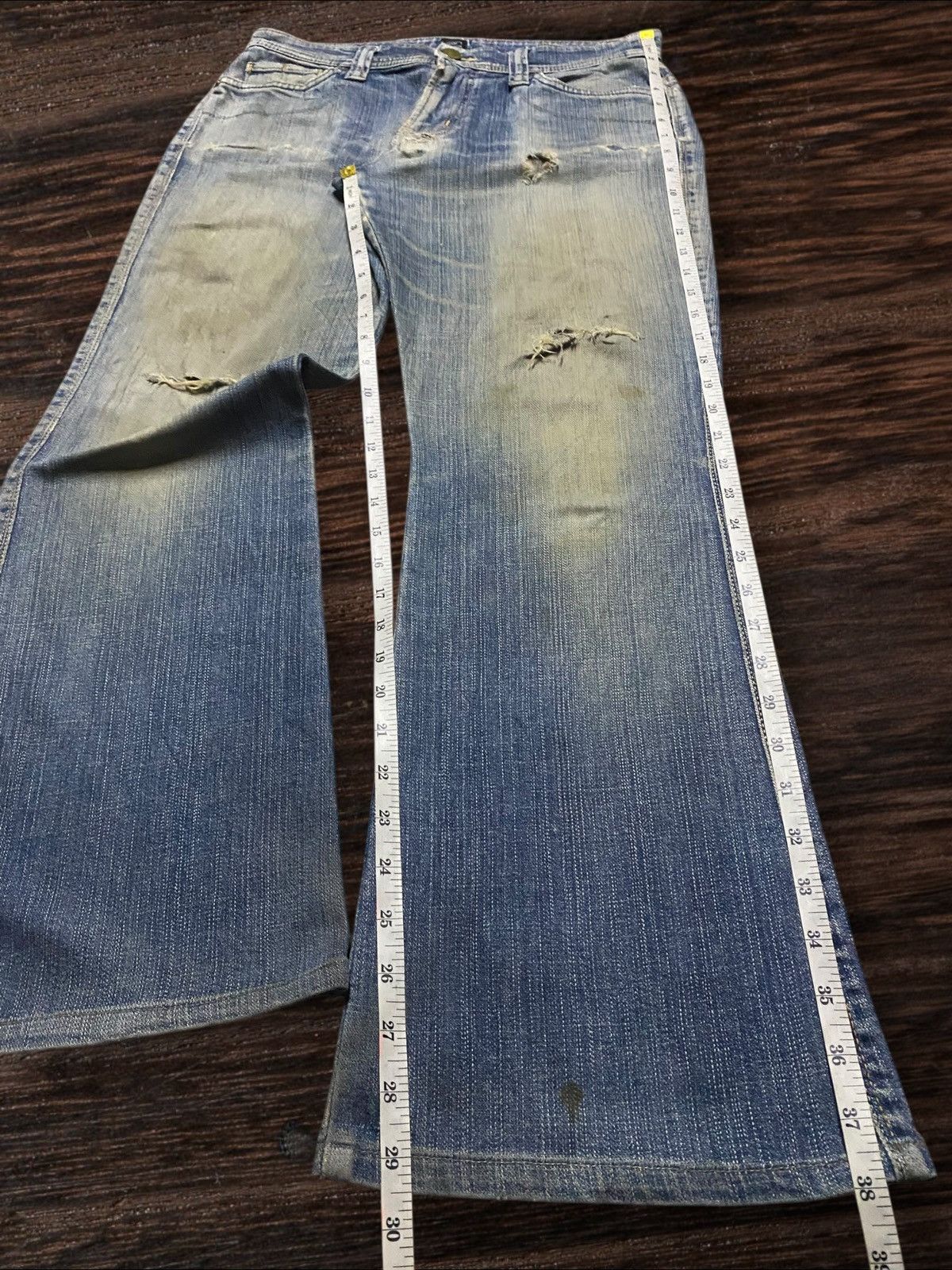 7 For All Mankind Vintage Japanese Brand C Seventeen Mud Wash Flare Jeans Size 31" - 14 Thumbnail
