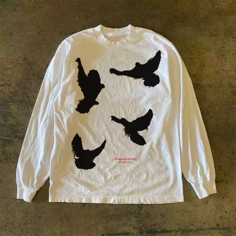 Japanese Brand White vintage bird print long-sleeved t-shirt Size US 32 / EU 48 - 1 Thumbnail