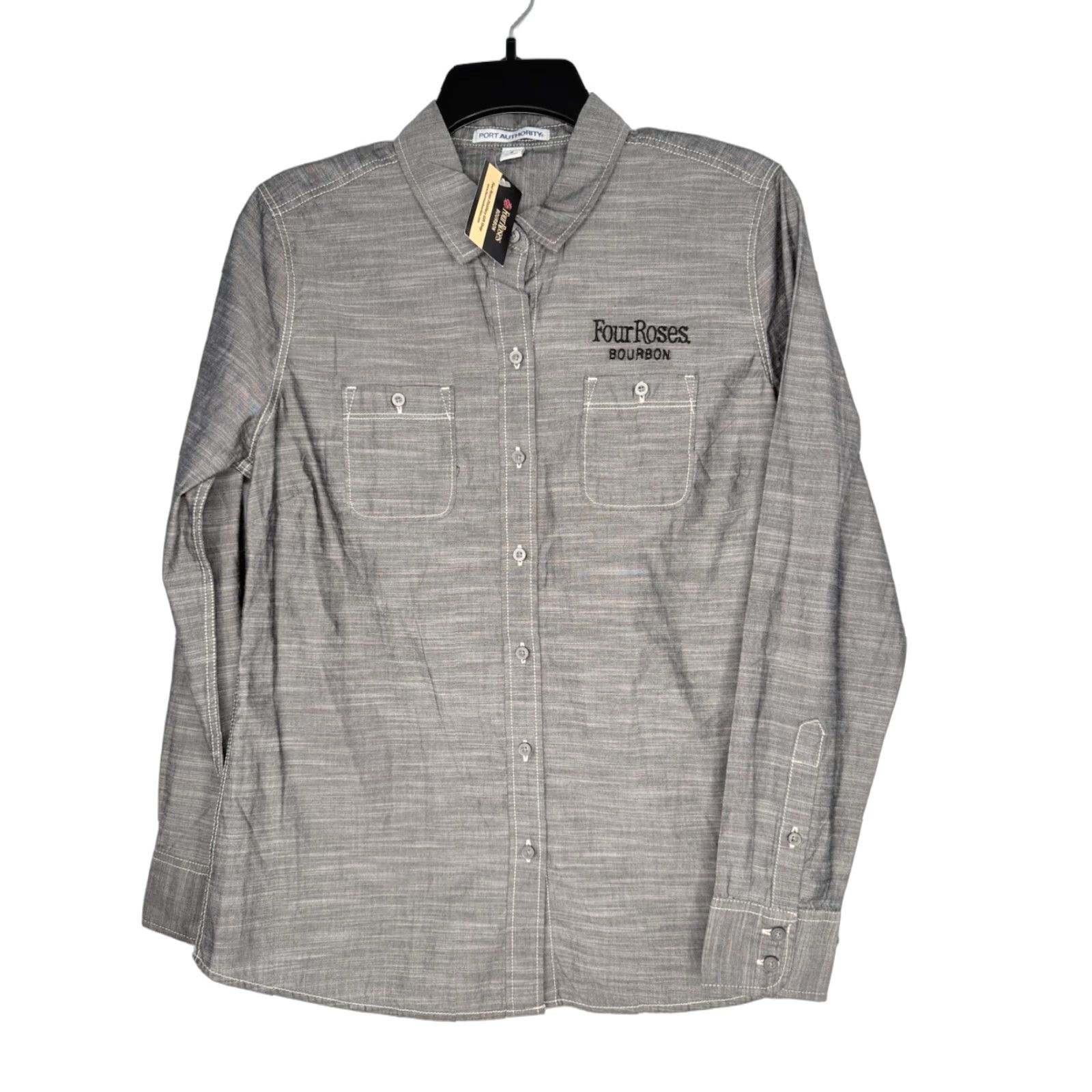 Port Authority Port Authority Four Roses Bourbon Shirt Womens S Button-Up Chambray Gray Long Sleeve Embroidered Logo NWT Size S / US 4 / IT 40 - 1 Thumbnail