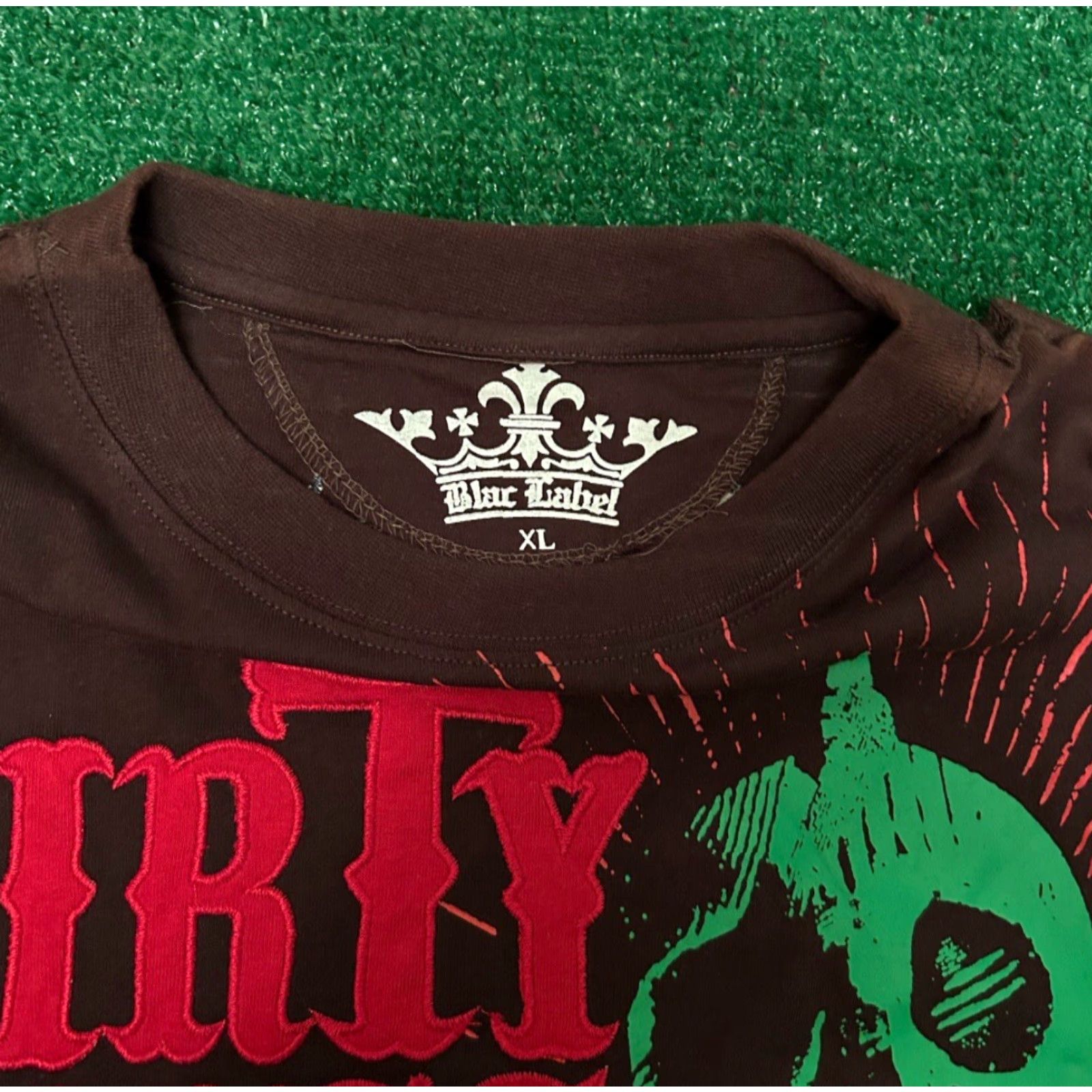 Vintage VINTAGE Blac Label T-Shirt XL Brown Skull Grunge Punk Y2K Sat an Souls Dirty Ones MMA Affliction Biker Hip Hop Skater Mens Size US XL / EU 56 / 4 - 5 Thumbnail