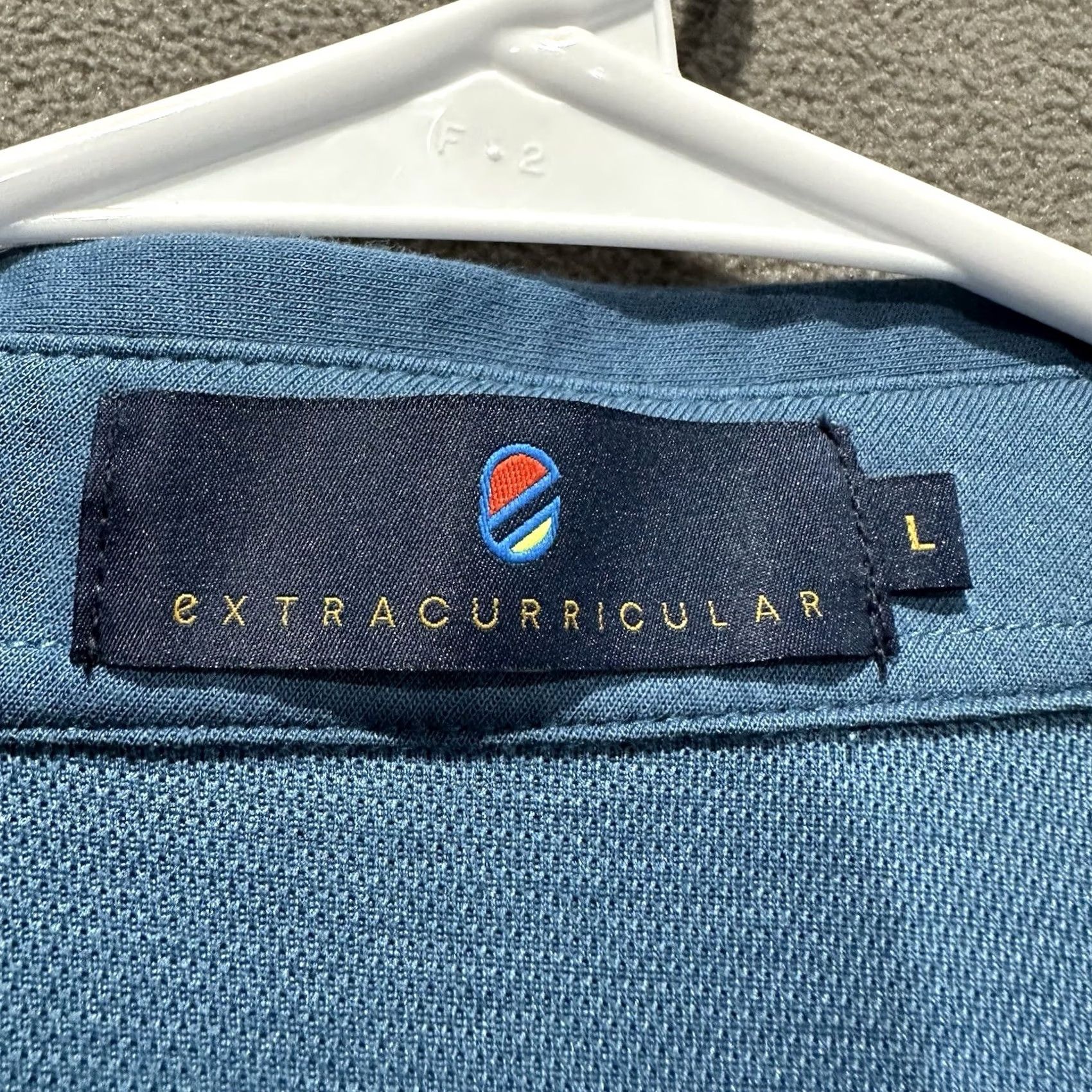 Vintage Extracurricular Performance Golf Polo Shirt Mens Large Blue Striped Collar EUC Size US L / EU 52-54 / 3 - 4 Thumbnail