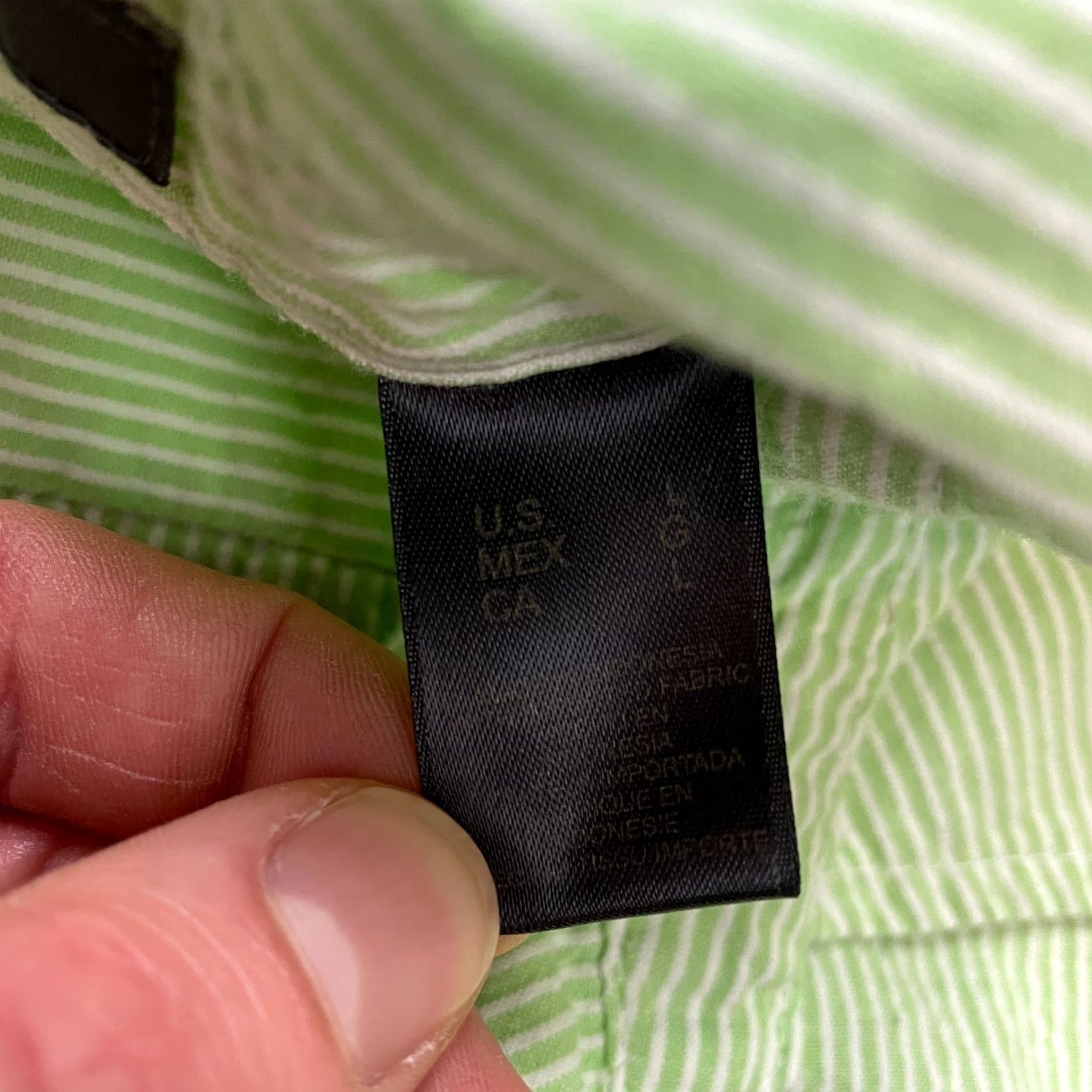 Liz Claiborne Liz Claiborne Button-Up Blouse Shirt Womens L Green Striped Pockets Collared Size L / US 10 / IT 46 - 3 Thumbnail