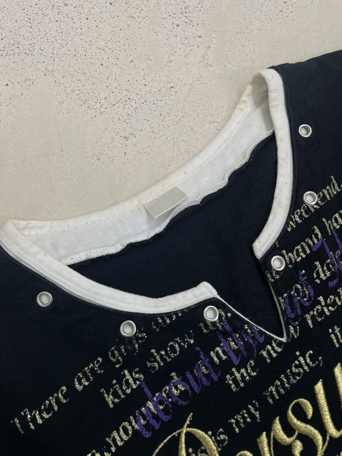 Japanese Brand Persuasion Embroidery Layered Tee Y2K Wording Overpriny Size US M / EU 48-50 / 2 - 7 Thumbnail