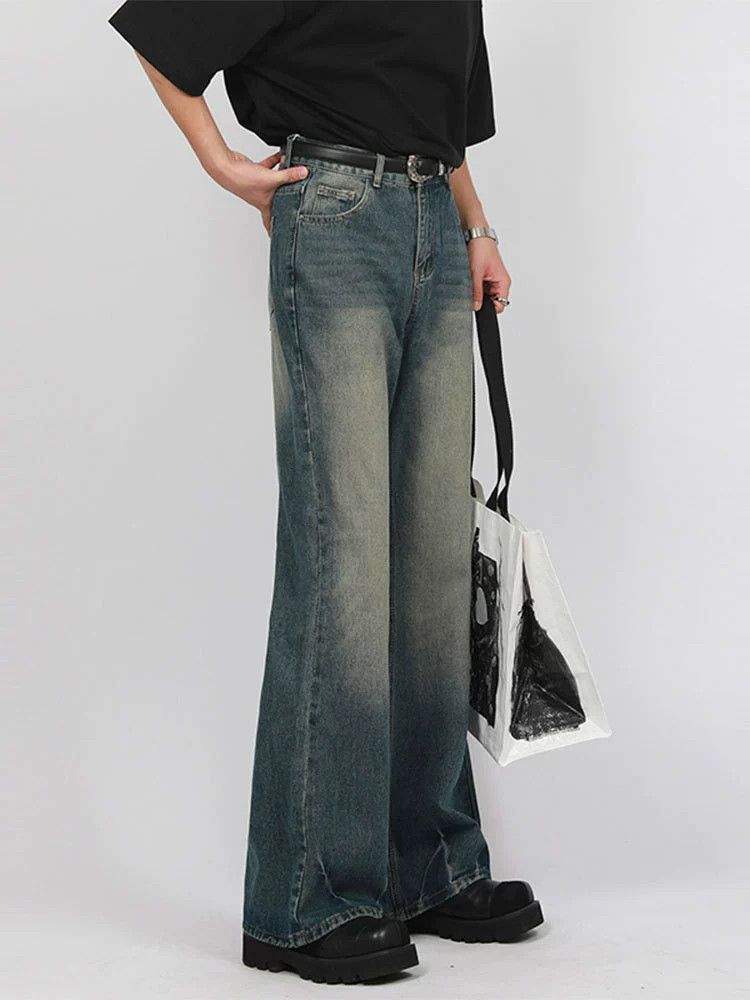 Vintage American retro men's all-match washed flared straight jeans Size US 32 / EU 48 - 4 Thumbnail