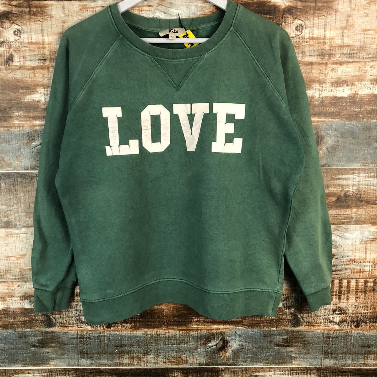 Japanese Brand × Vintage Rina Love Green Sweatshirt #A1919 Size US XS / EU 42 / 0 - 3 Thumbnail