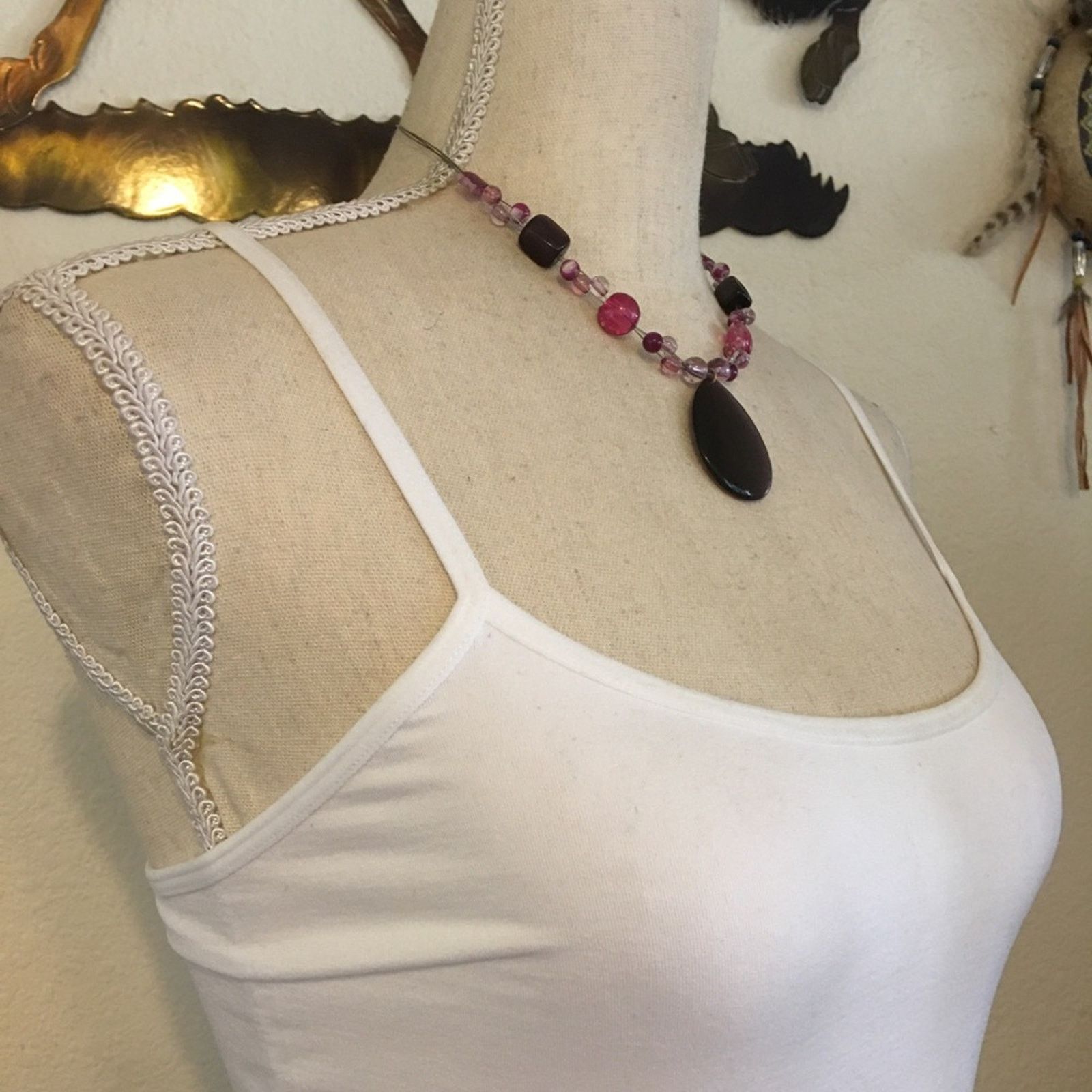 Jewelry Purple glass bead floating fish line necklace Size ONE SIZE - 2 Thumbnail