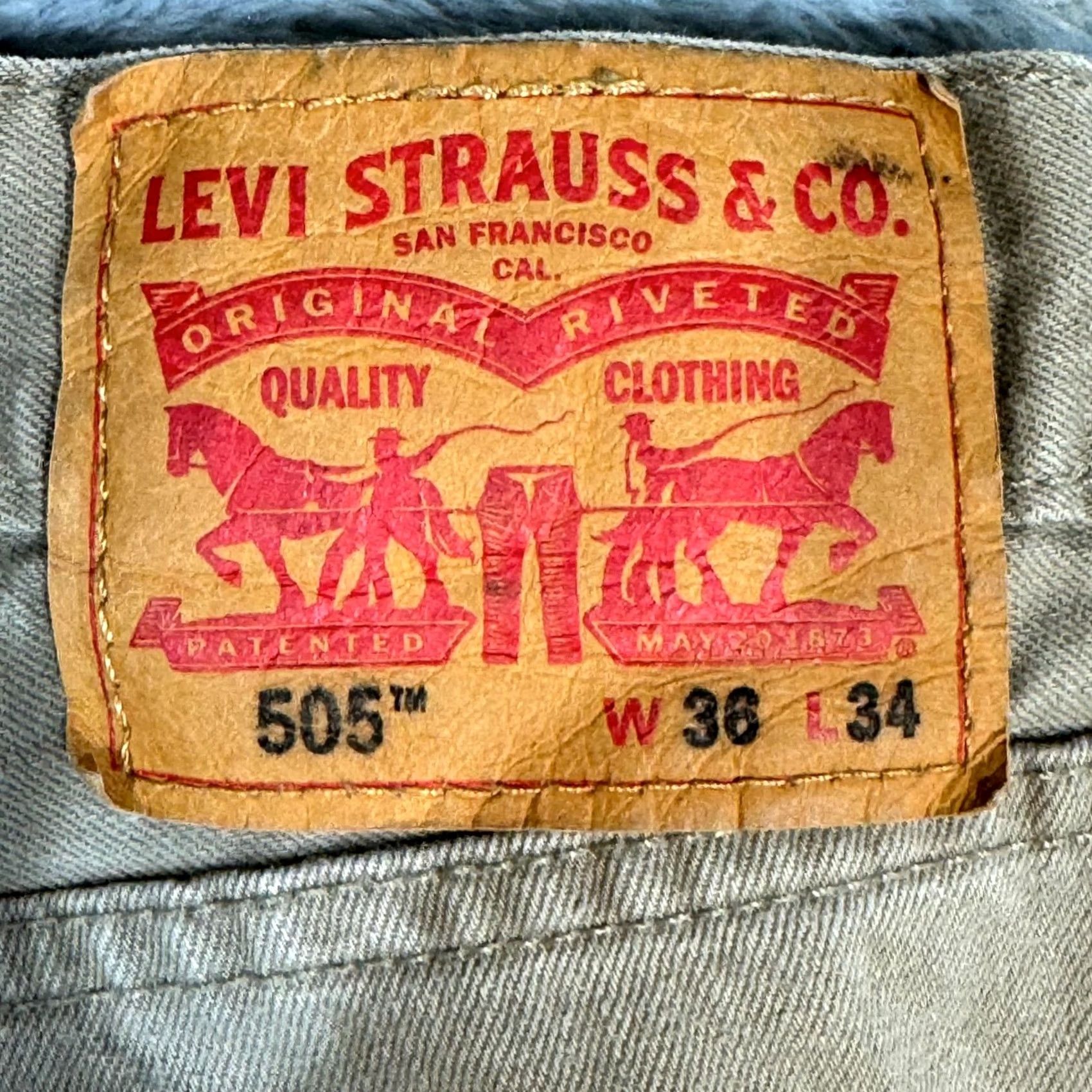 Levi's Levi's 505 Jeans Regular Fit / Straight Leg Mens 36x34 Beige Denim Khaki Size US 36 / EU 52 - 4 Thumbnail