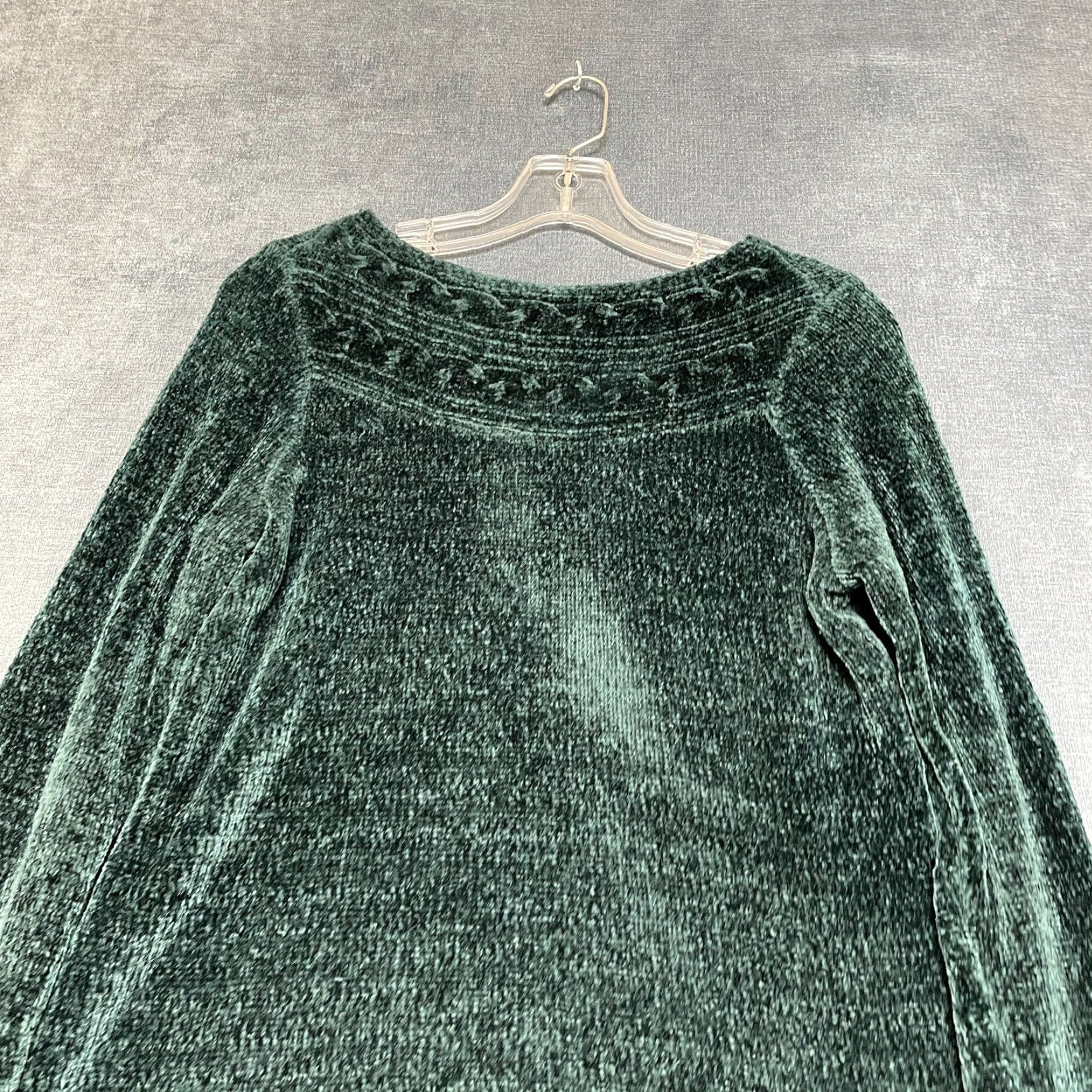 Croft & Barrow Womens Croft & Barrow Sweater Boatneck Green Chenille Small Fluffy Highland Long Sleeve Pullover Casual Knit Stylish Fall Winter Regular Size S / US 4 / IT 40 - 4 Thumbnail