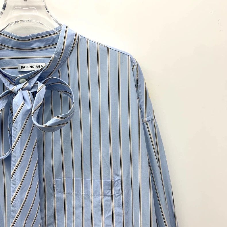 Balenciaga Balenciaga size 34 Long shirt with blue stripes and logo s Size XS / US 0-2 / IT 36-38 - 3 Thumbnail