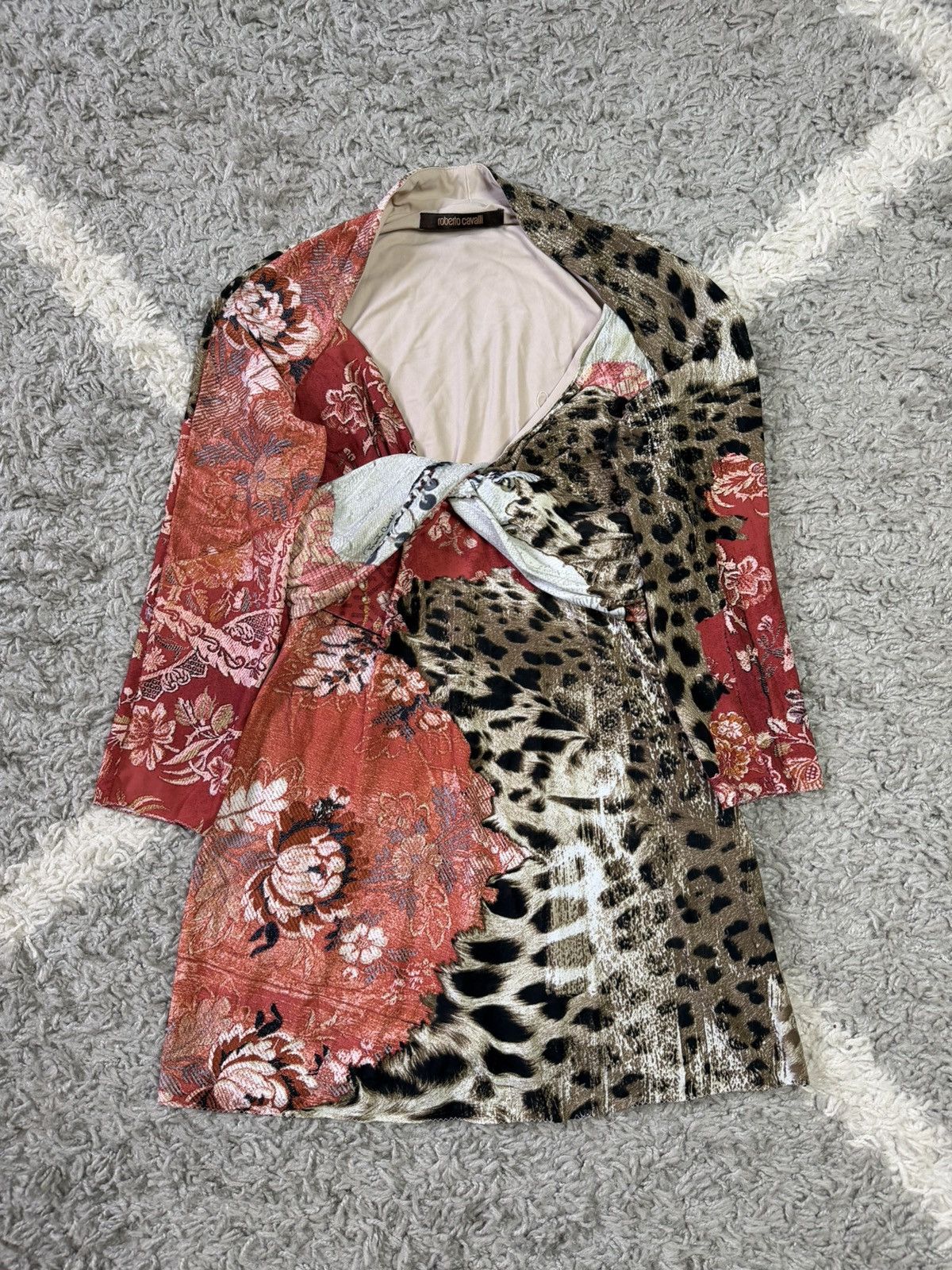 Roberto Cavalli Rare 2003 Roberto Cavalli Leopard & Floral Print Mini Dress Size M / US 6-8 / IT 42-44 - 1 Thumbnail
