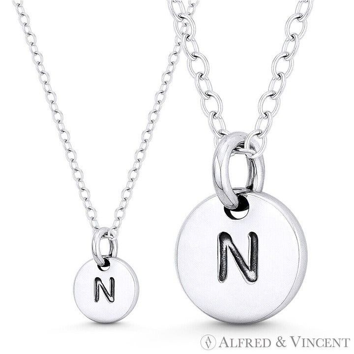 Other Initial Letter "N" Engraved Tiny Circle Pendant Size ONE SIZE - 1 Preview