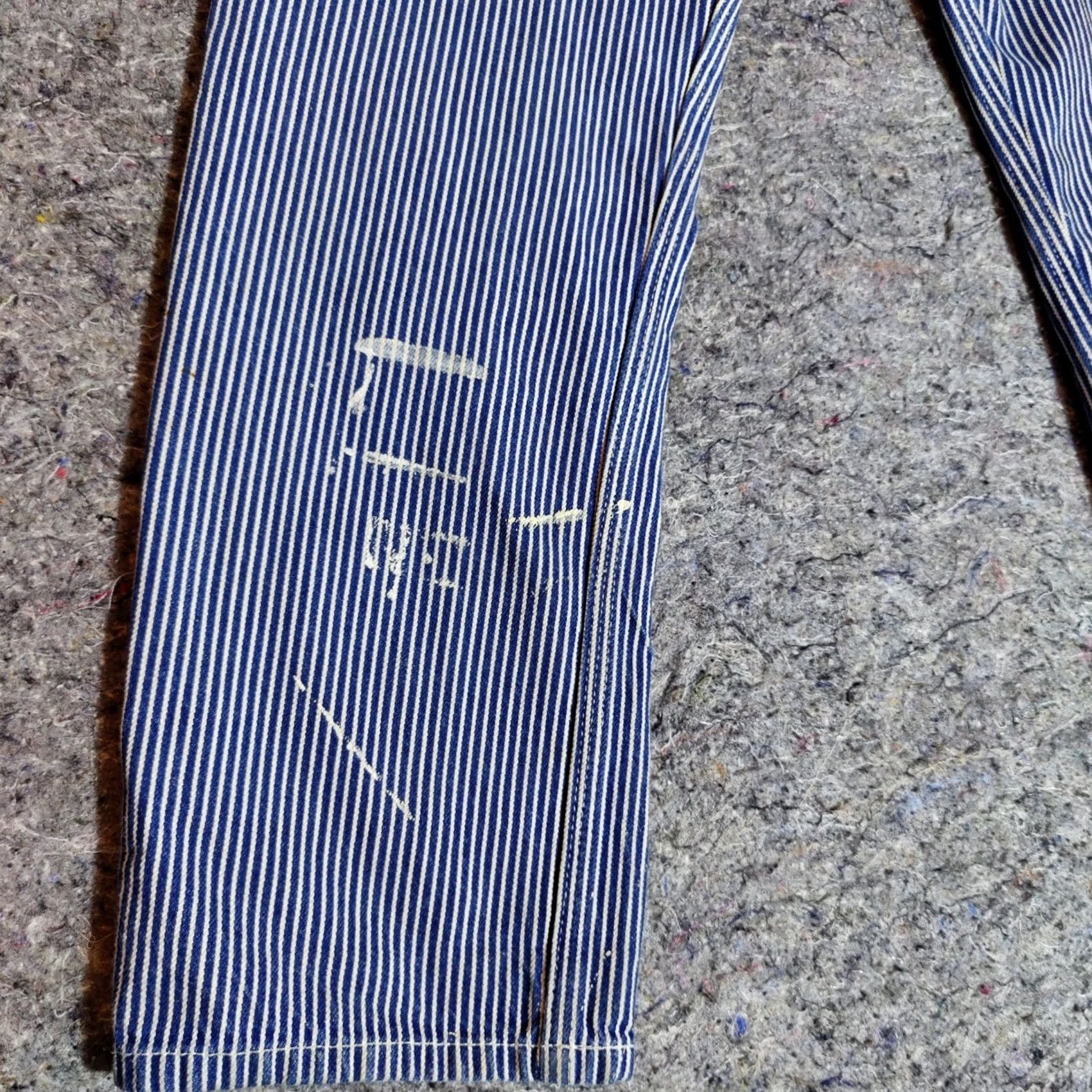 L.C. King Work Pants Mens 28x28 Blue Hickory Stripe Painter Carpenter Distressed Cotton, Men's — image 4 of 6
