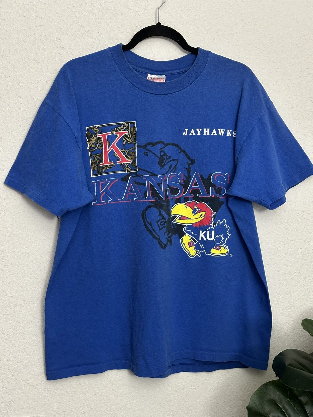 NCAA × Vintage Vintage 90s Kansas Jayhawks KU Single Stitch Tshirt XL Size US XL / EU 56 / 4 - 4 Thumbnail