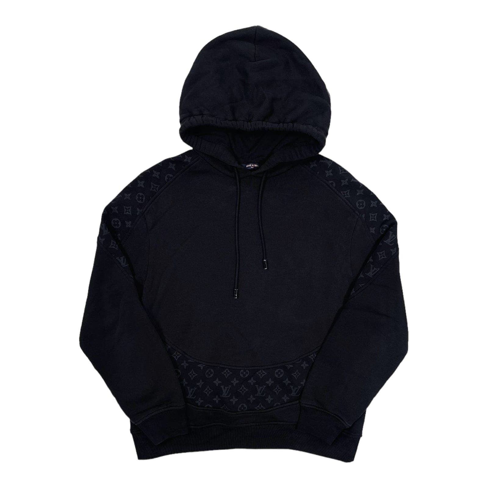 image of Louis Vuitton Circle Cut Monogram Hooded Sweatshirt in Black, Men's (Size Small)