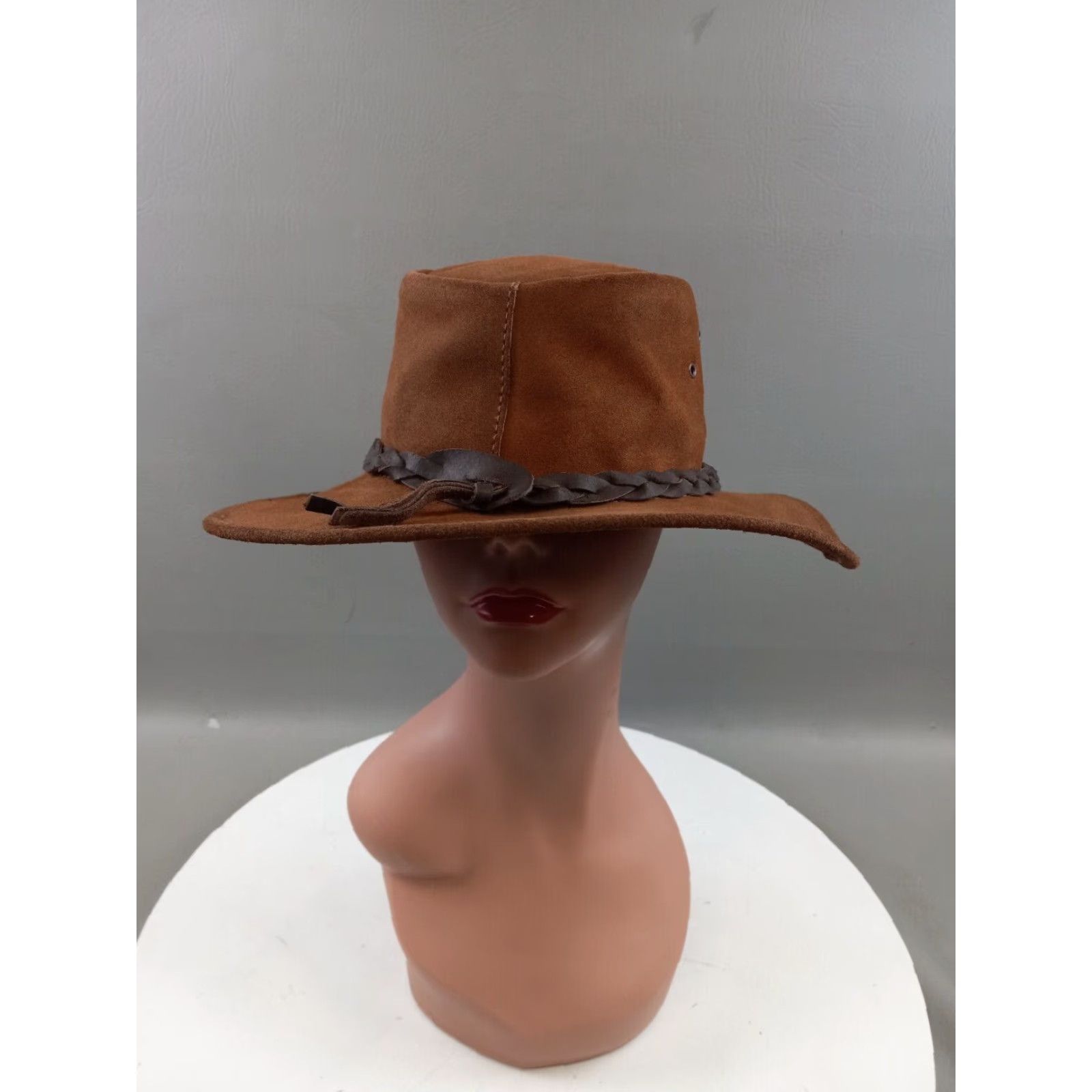Vintage Jacaru Australia Leather Jacaru Hat M/L Men Brown Leather Outdoor Lightweight Breathable Cowboy Casual Travel Workwear Vintage No Size ONE SIZE - 2 Thumbnail
