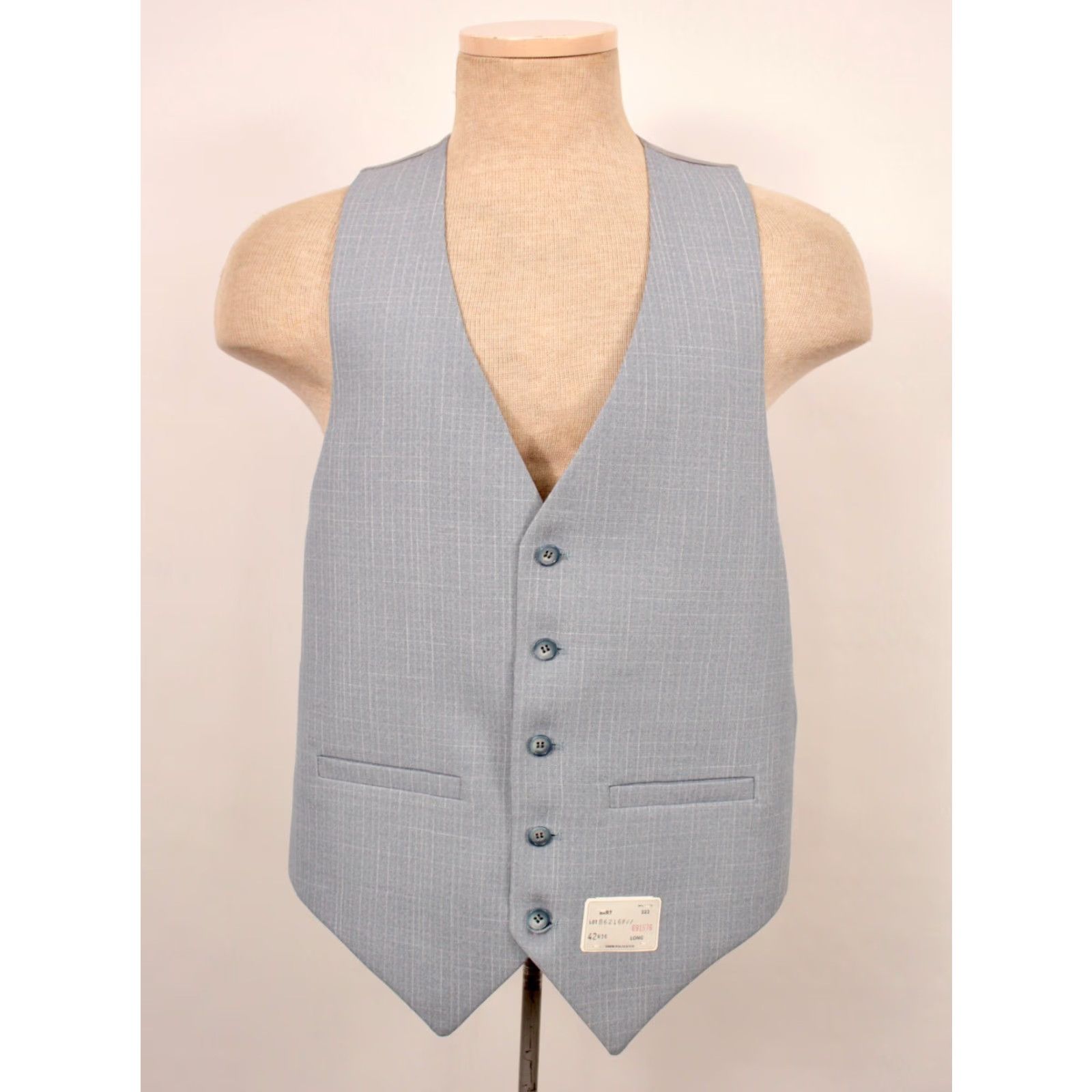 Vintage VINTAGE Men's VTG NOS 70s Light Blue Leisure Suit Sz 42 Long 1970s Polyester Disco 3 PC Size 42R - 6 Thumbnail