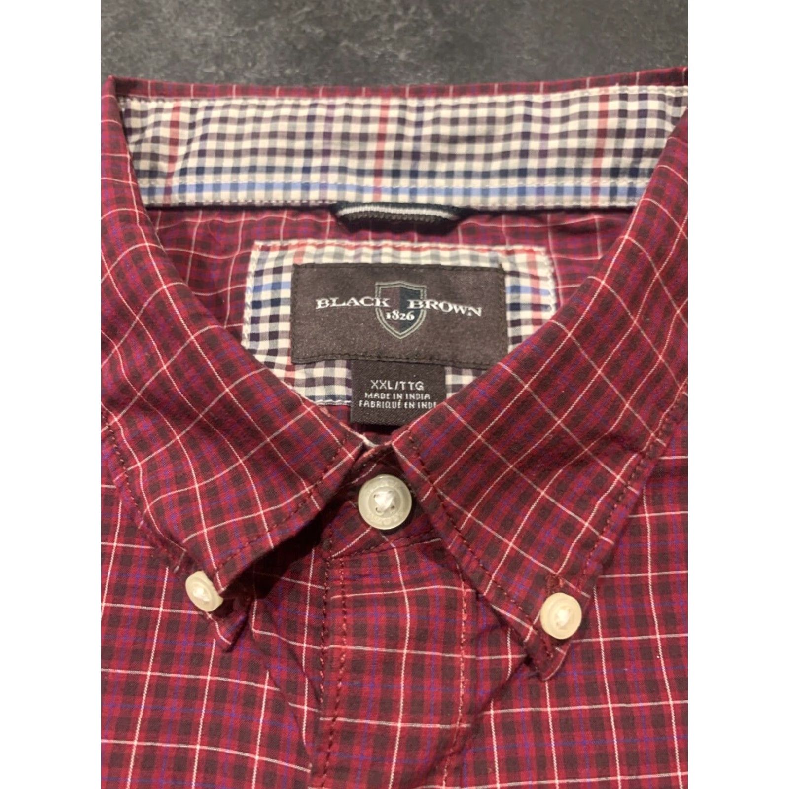 Vintage VINTAGE Black Brown 1826 Men's Shirt 2XL Long Sleeve Dark Red Plaid Cotton Button-Up Size US XXL / EU 58 / 5 - 6 Thumbnail