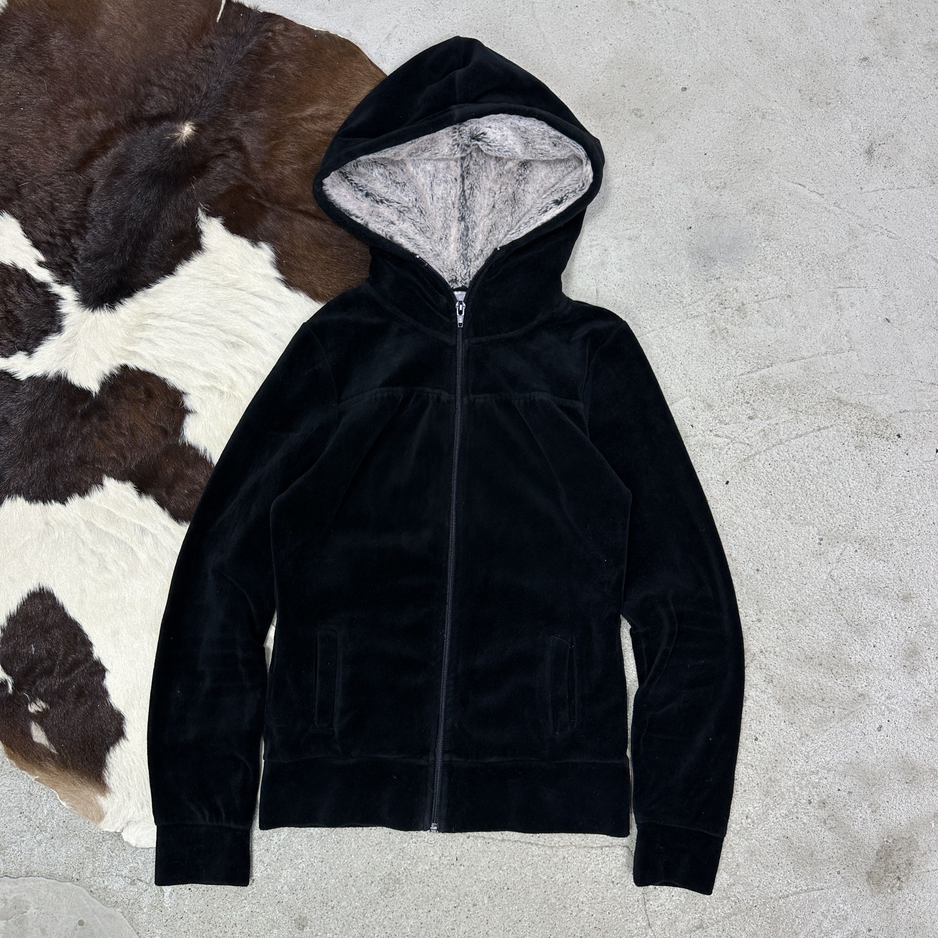 Vintage Vintage Avant Garde Velvet Faux Fur Zip Hoodie Y2K Size M / US 6-8 / IT 42-44 - 2 Thumbnail