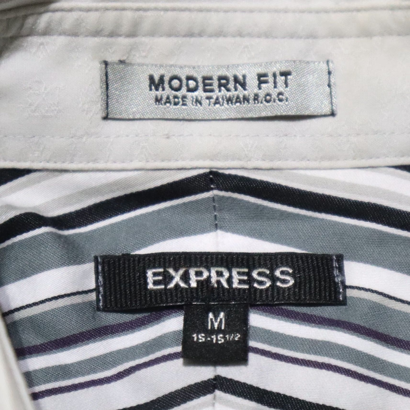 Express Express Shirt Mens Button-Up Long Sleeve Striped 15.5 M Multicolor Modern Fit Size US M / EU 48-50 / 2 - 3 Thumbnail