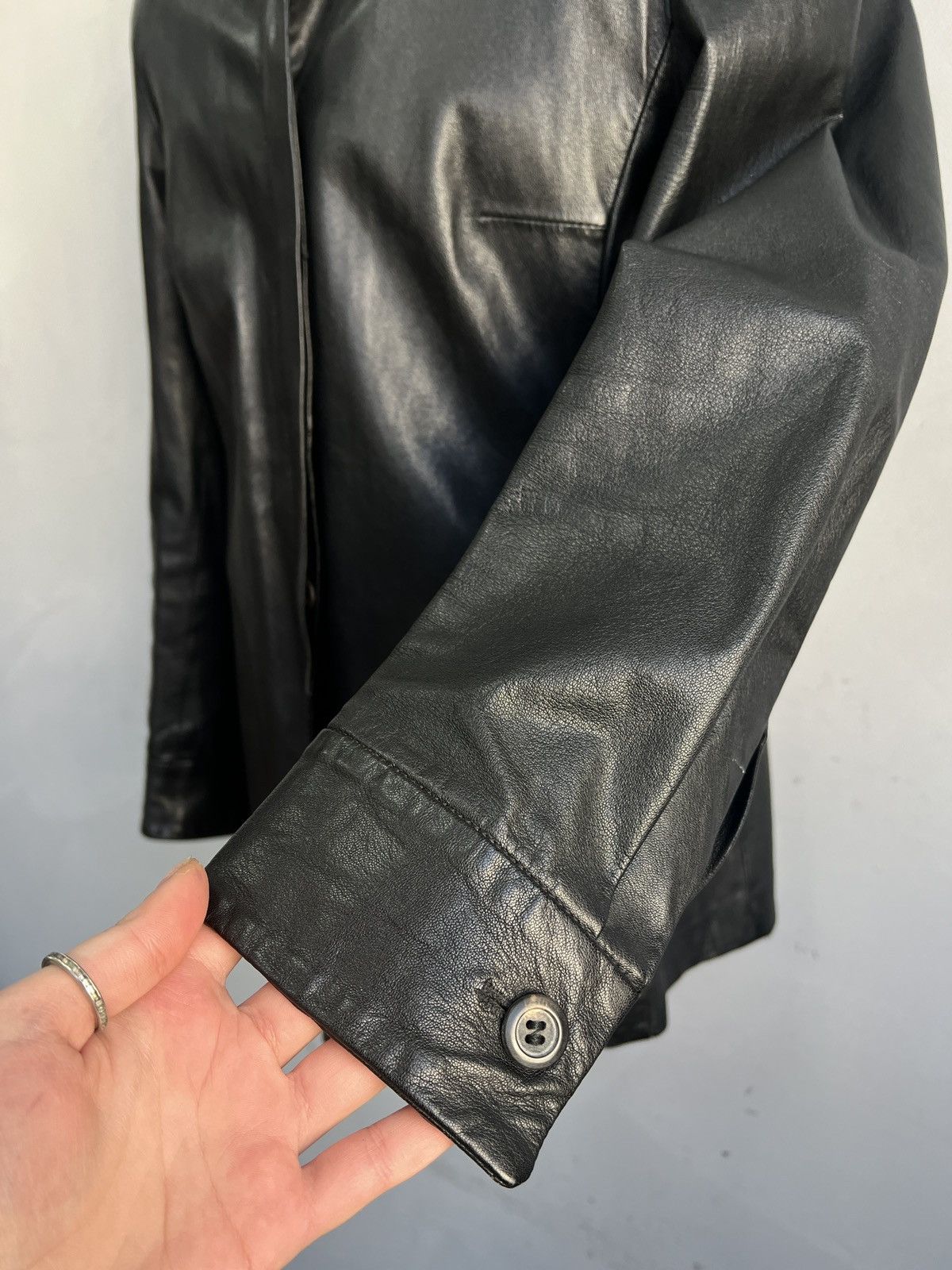 14th Addiction Black avant garde rick owens style leather buttons jacket Size US M / EU 48-50 / 2 - 4 Thumbnail