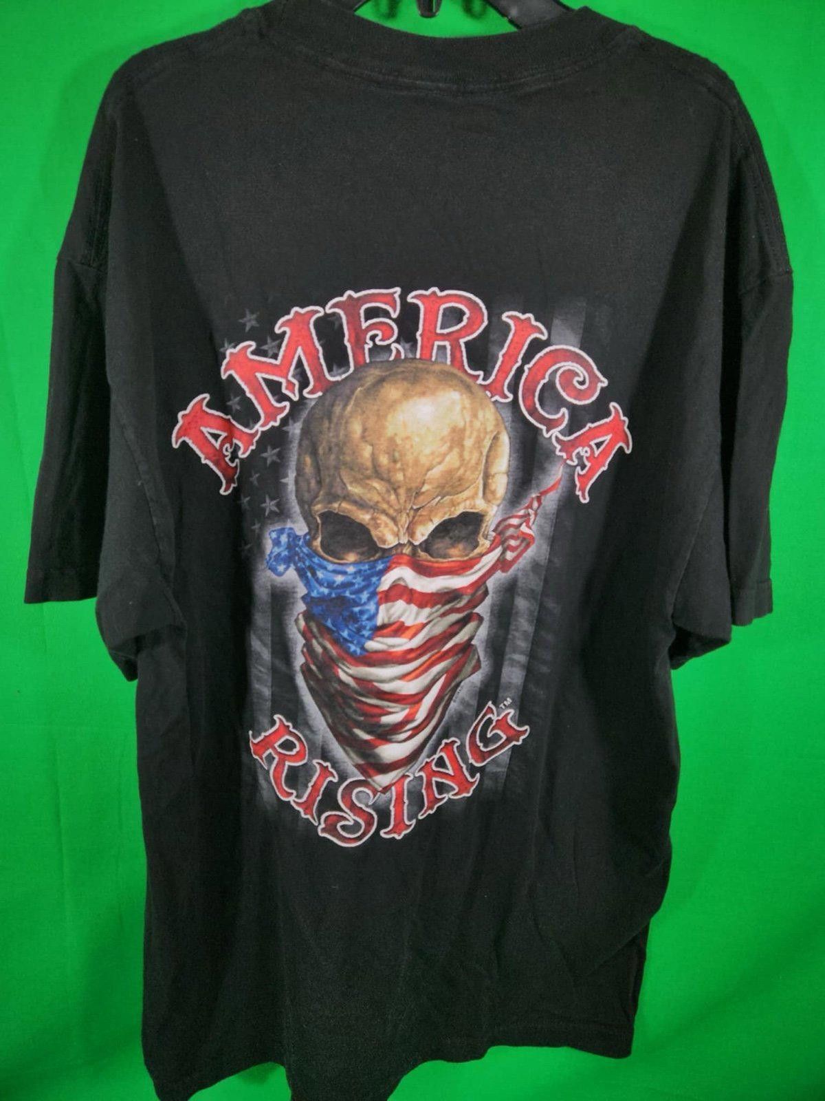 Designer America Rising Graphic T-Shirt - Skull and Flag Design Size US XXL / EU 58 / 5 - 1 Thumbnail