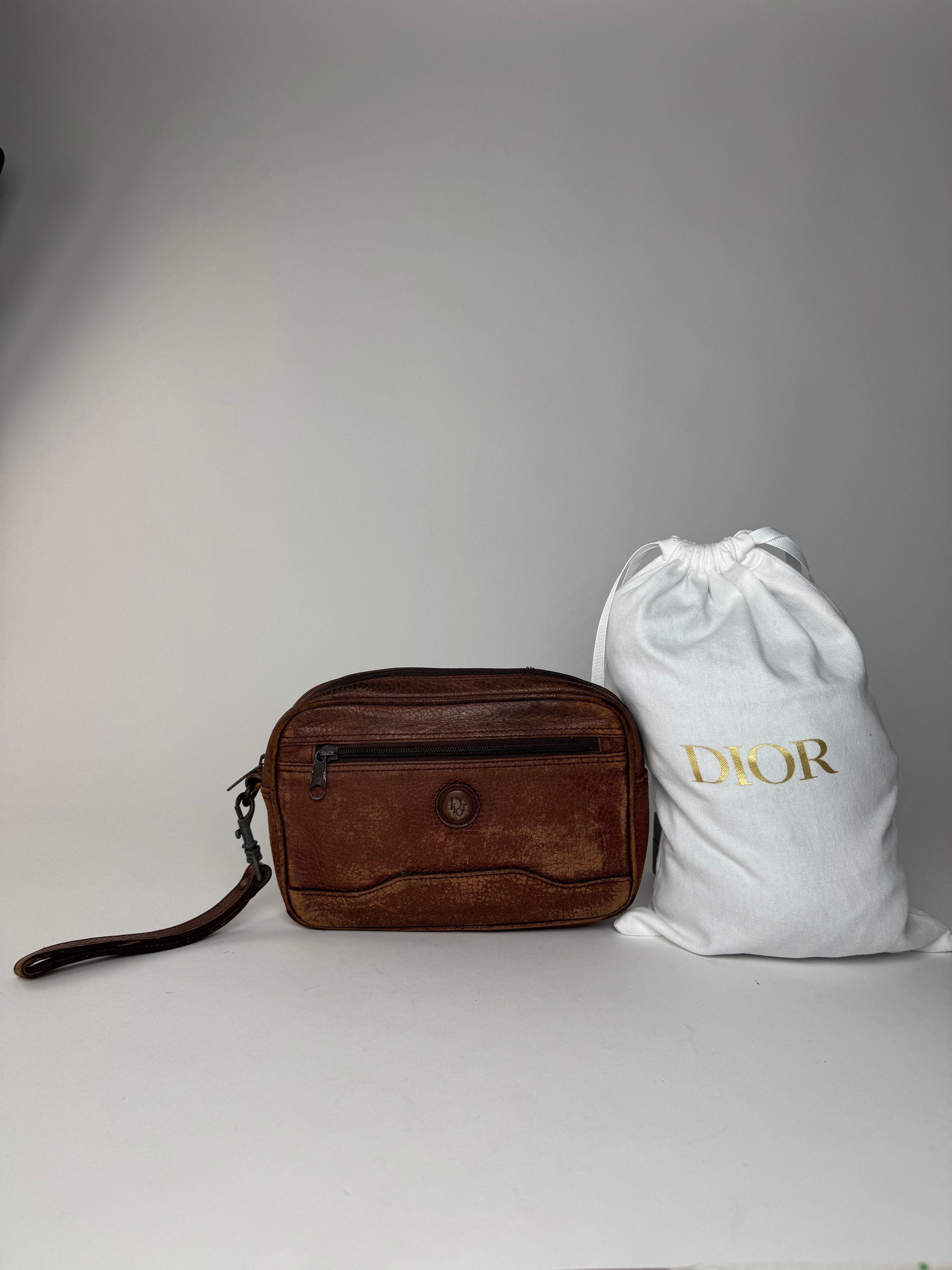 Dior Vintage Leather Clutch Brown Size ONE SIZE - 1 Thumbnail