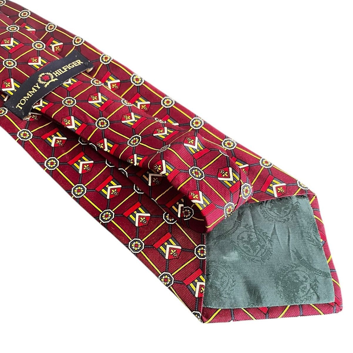 Tommy Hilfiger Tommy Hilfiger Maroon Navy Yellow Silk Neck Tie Size ONE SIZE - 3 Thumbnail