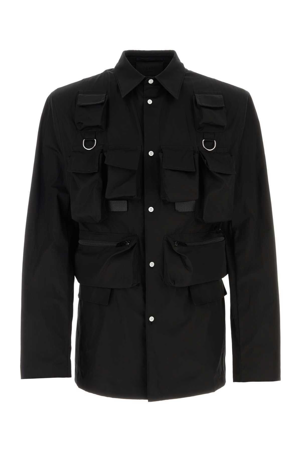 Prada o1mt1gz0225 Single-Breasted Cotton Jacket in Black Size US M / EU 48-50 / 2 - 1 Thumbnail
