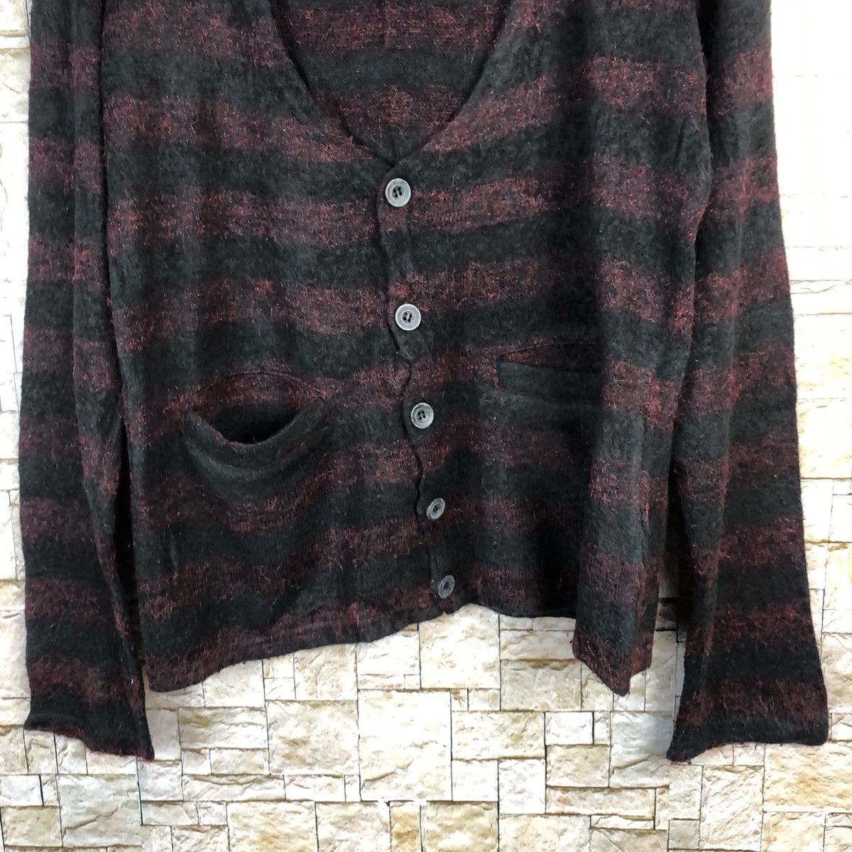 Homespun Knitwear × Japanese Brand Ballow Red Stripe Cardigan Knitwear #A1058 Size M / US 6-8 / IT 42-44 - 6 Thumbnail