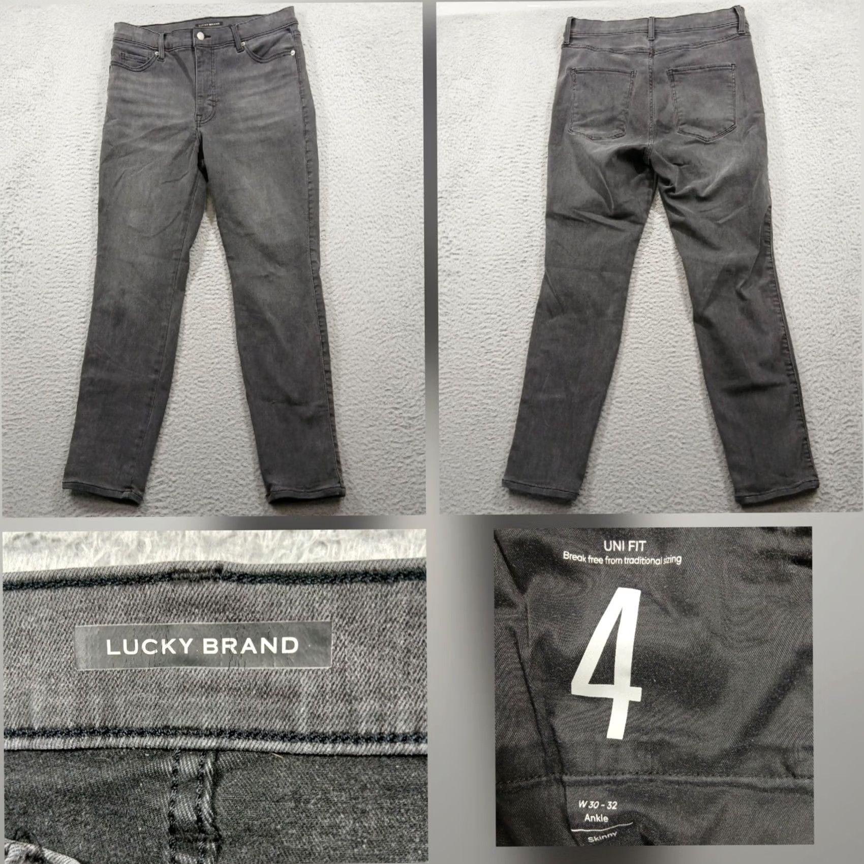 Lucky Brand EUC Lucky Brand Uni Fit Grey Skinny Ankle Jeans - Size 4, High-Stretch Denim Size 27" / US 4 / IT 40 - 2 Thumbnail