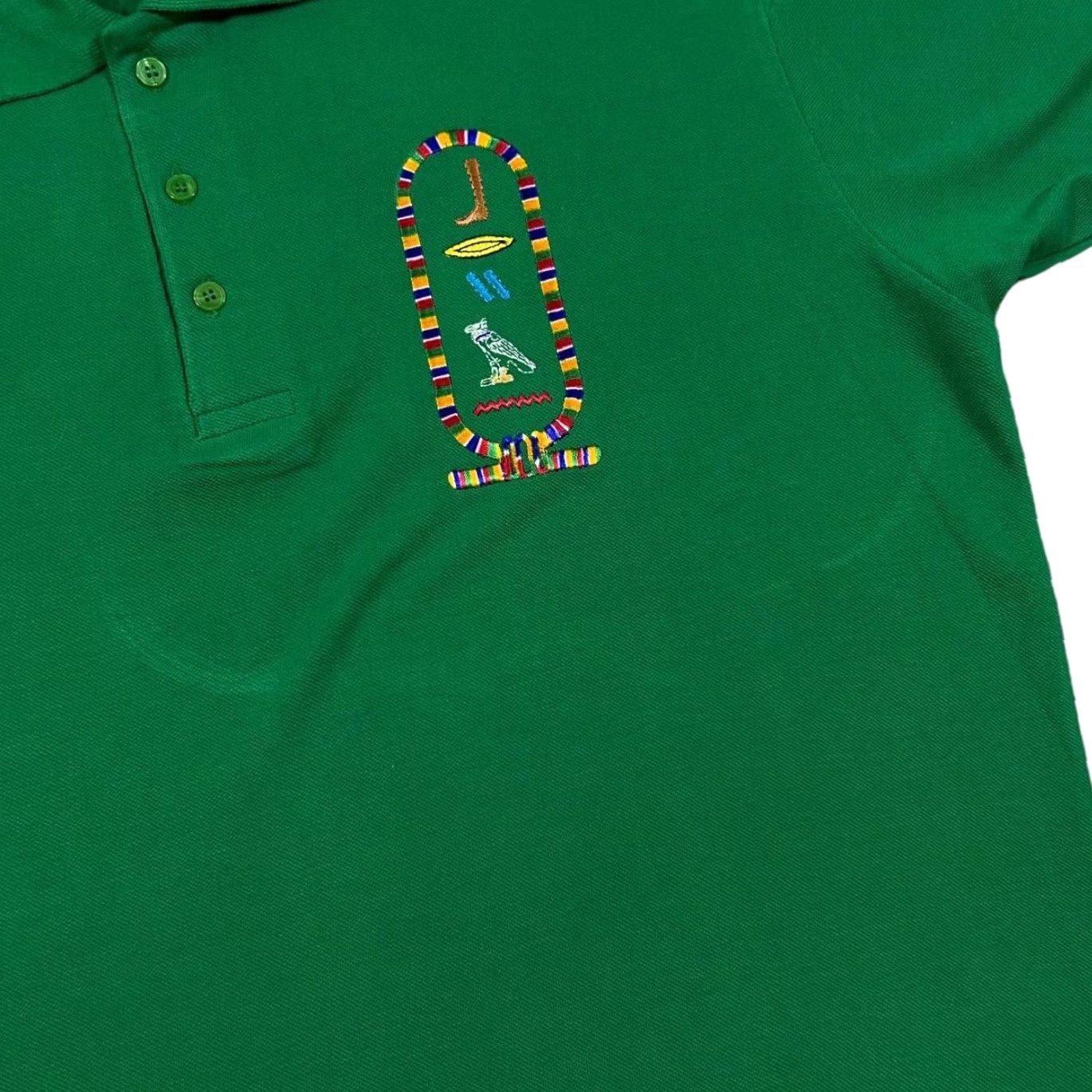 Vintage VINTAGE CARLA CRAFT Egyptian Hieroglythics Souvenir Short Sleeve Polo Shirt XL Green Mens XS? Size US XL / EU 56 / 4 - 5 Thumbnail
