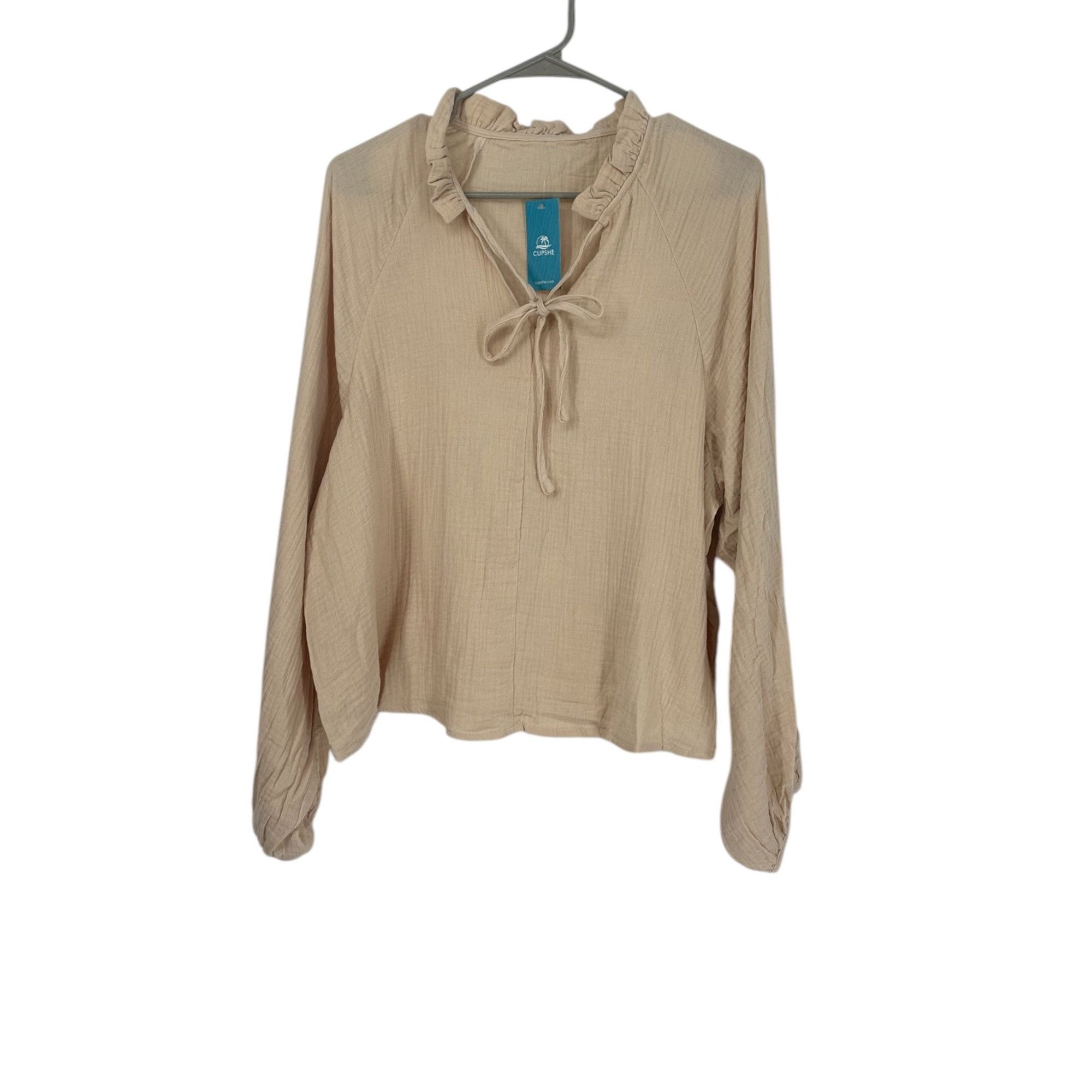 Other Cupshe Top - Beige Cotton Gauze Ruffle Boho - NWT - Large Size L / US 10 / IT 46 - 3 Thumbnail