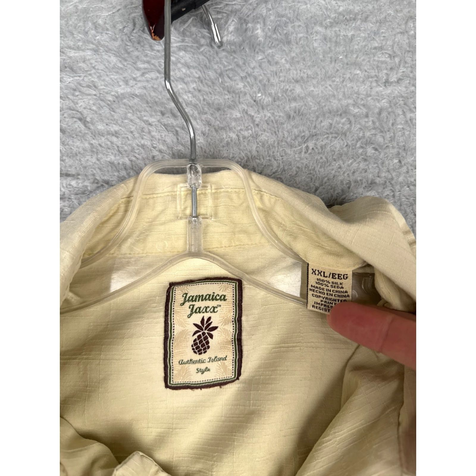 Vintage Jamaica Jaxx Shirt Men 2XL Yellow Palm Leaf Hawaiian 100% Silk Button Up Size US XXL / EU 58 / 5 - 6 Thumbnail