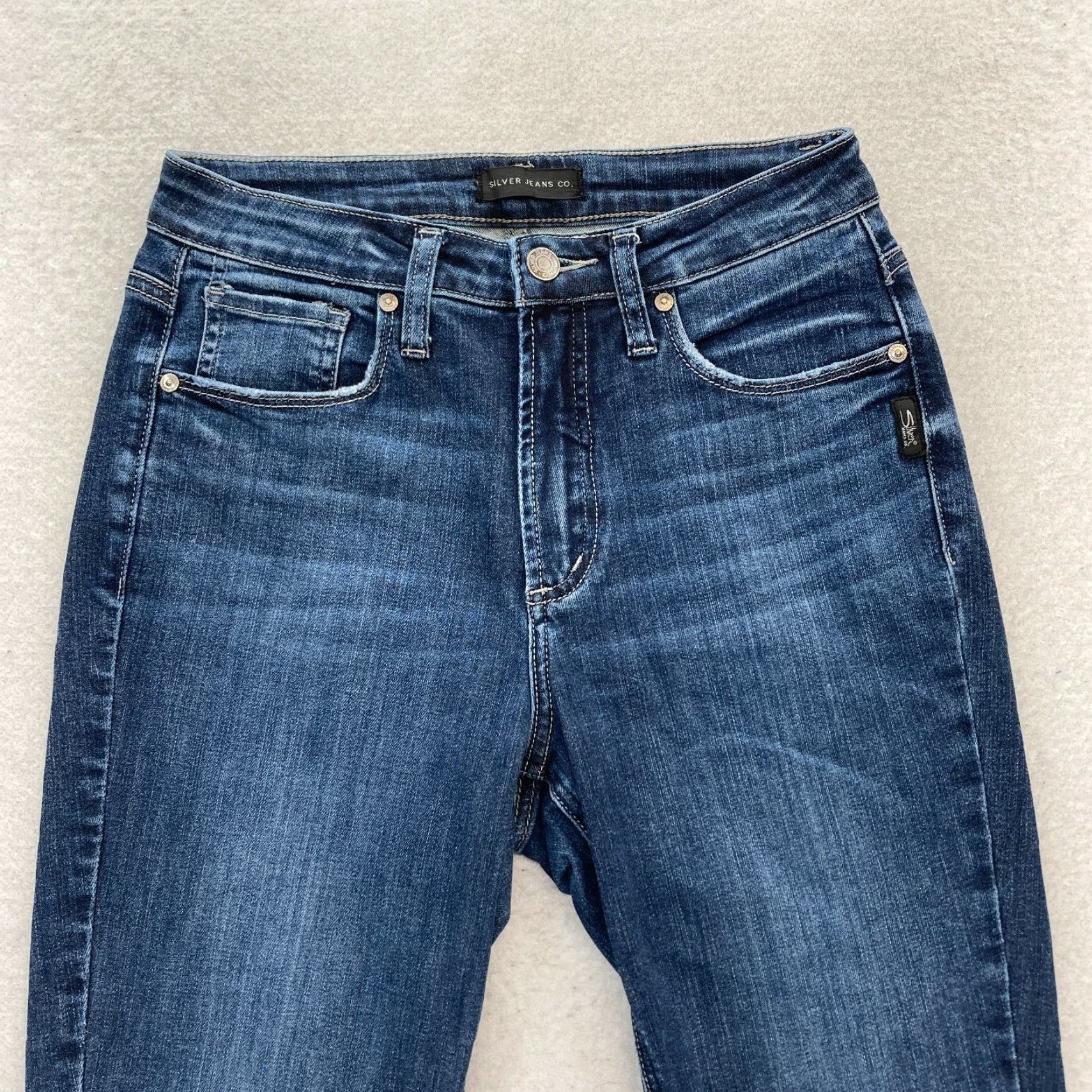 Silver Jeans Co. Silver Jeans High Note Skinny Women's 27x27 Dark Wash Blue Stretch Denim Grunge Jeans Size 27" / US 4 / IT 40 - 2 Thumbnail