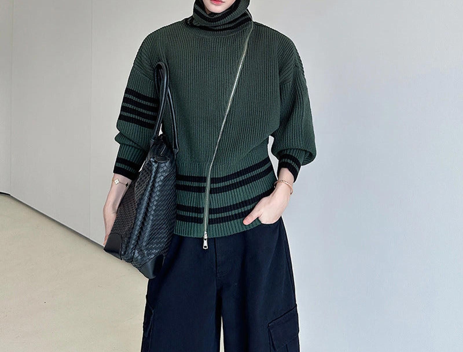 Japanese Brand Striped Ribbed Turtleneck Sweater, Relaxed Fit Knitwear Size US M / EU 48-50 / 2 - 8 Thumbnail