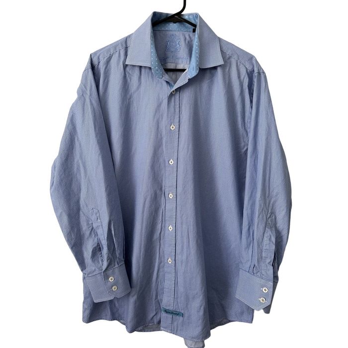 English Laundry English Laundry Dress Shirt 16 1/2 Large Blue White ...