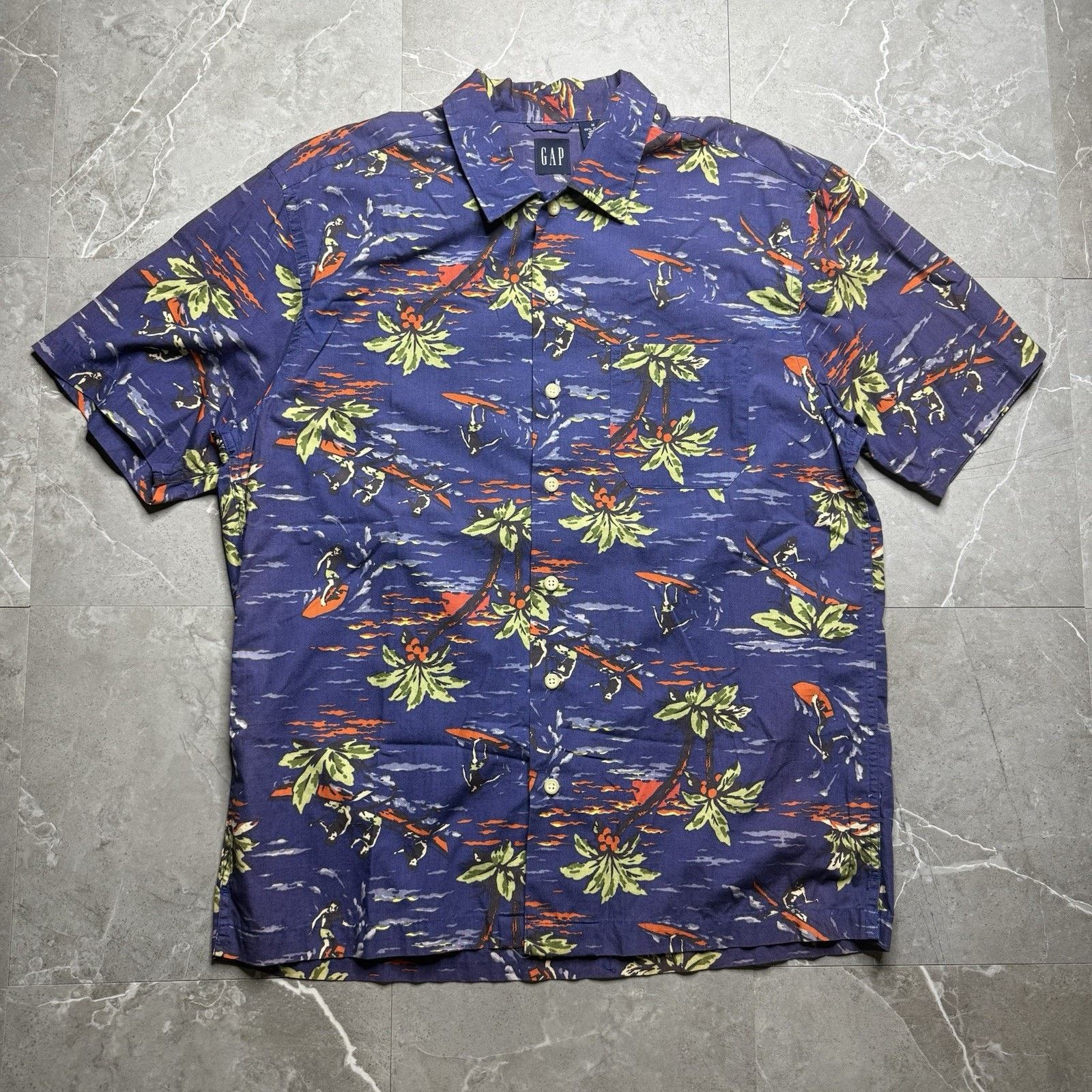 Gap Vintage 90s GAP Surfer AOP Purple Button Down Shirt Size US M / EU 48-50 / 2 - 2 Thumbnail