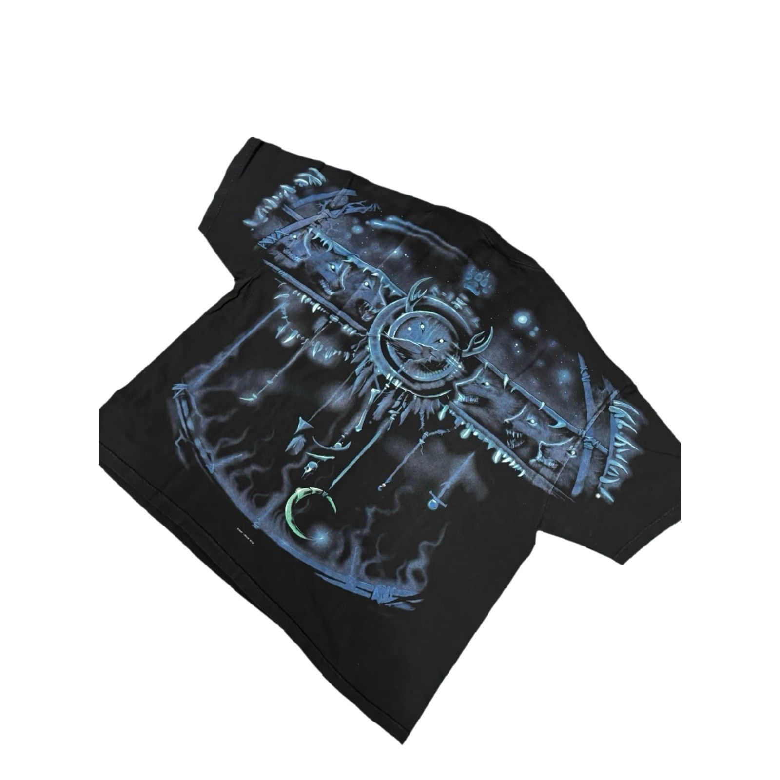 Liquid Blue VINTAGE Liquid Blue ALL OVER PRINT T SHIRT 3XL CYBER WOLF GALAXY DREAMCATCHER UNISEX Short Sleeve Black Cotton Graphic Tee Mens Size US XXL / EU 58 / 5 - 7 Thumbnail