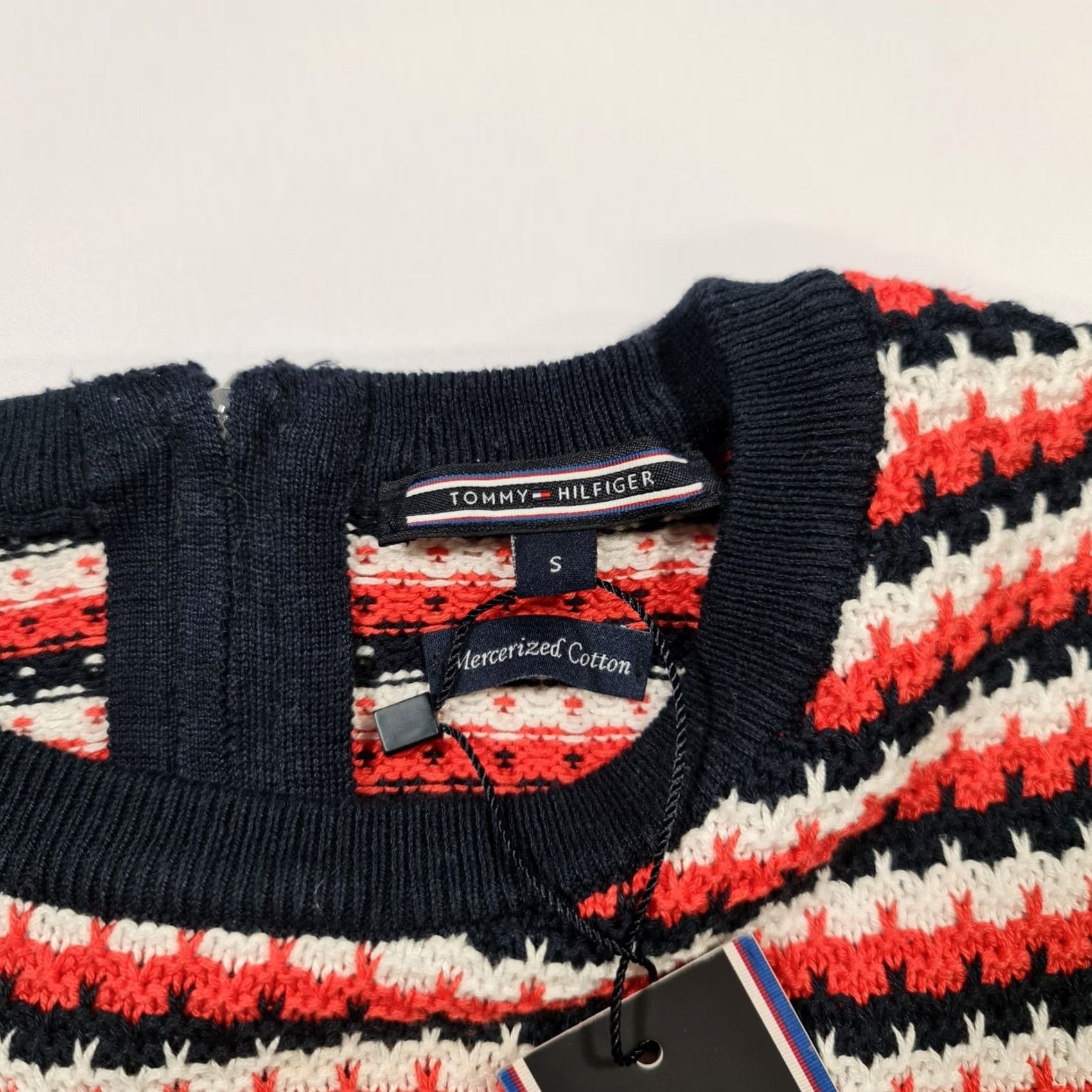 Tommy Hilfiger Tommy Hilfiger Womens Dress Red Small Knee Length Knit Crew Neck Short Sleeve Casual City Designer 100% Cotton Z Zip Size S / US 4 / IT 40 - 3 Thumbnail