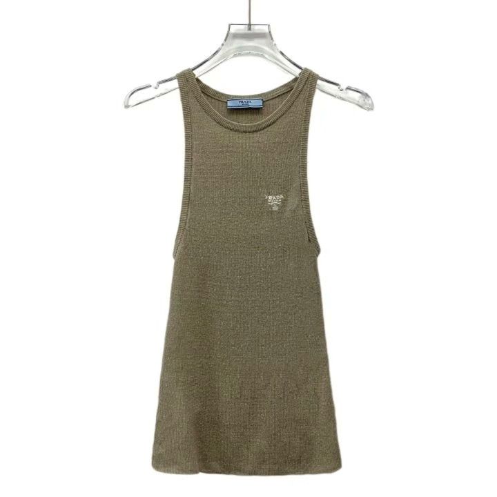 Prada Prada 2022 Brown Logo Sleeveless Linen Dress Size XS / US 0-2 / IT 36-38 - 1 Thumbnail