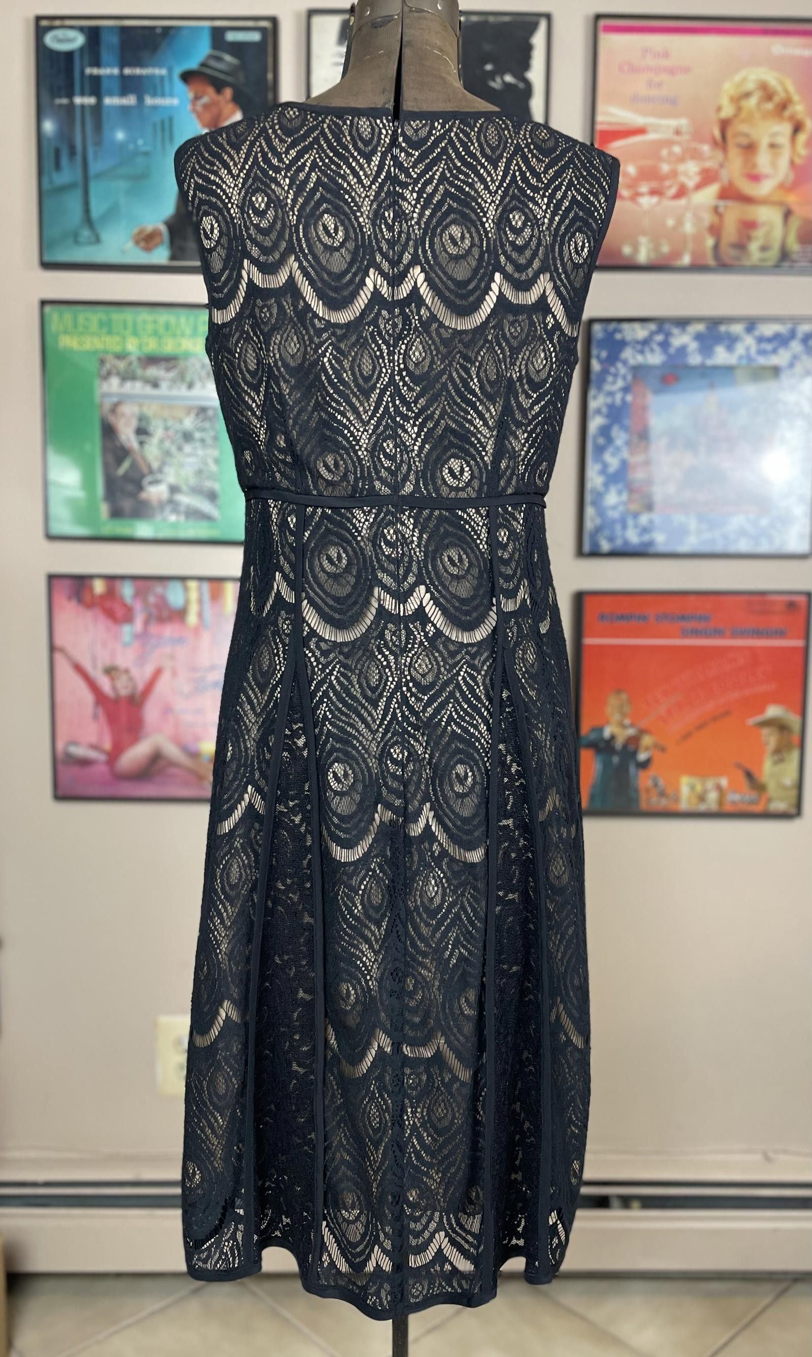 Designer Nanette Lepore Black Lace Overlay Sleeveless Dress Size (8) Size M / US 6-8 / IT 42-44 - 4 Thumbnail