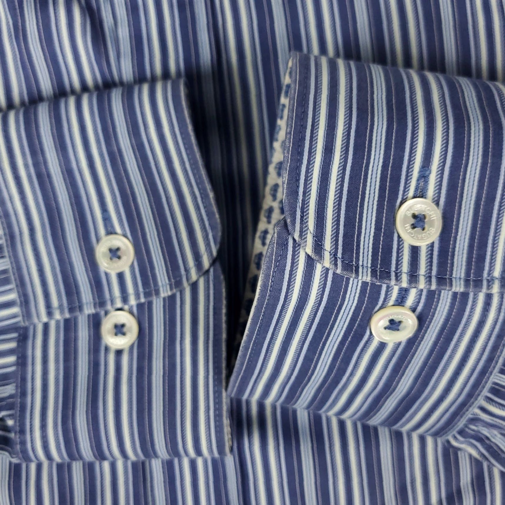 BUGATCHI Bugatchi Uomo Shirt Mens 2XL Blue Striped Classic Fit Button Up Long Sleeve Size US XXL / EU 58 / 5 - 2 Thumbnail
