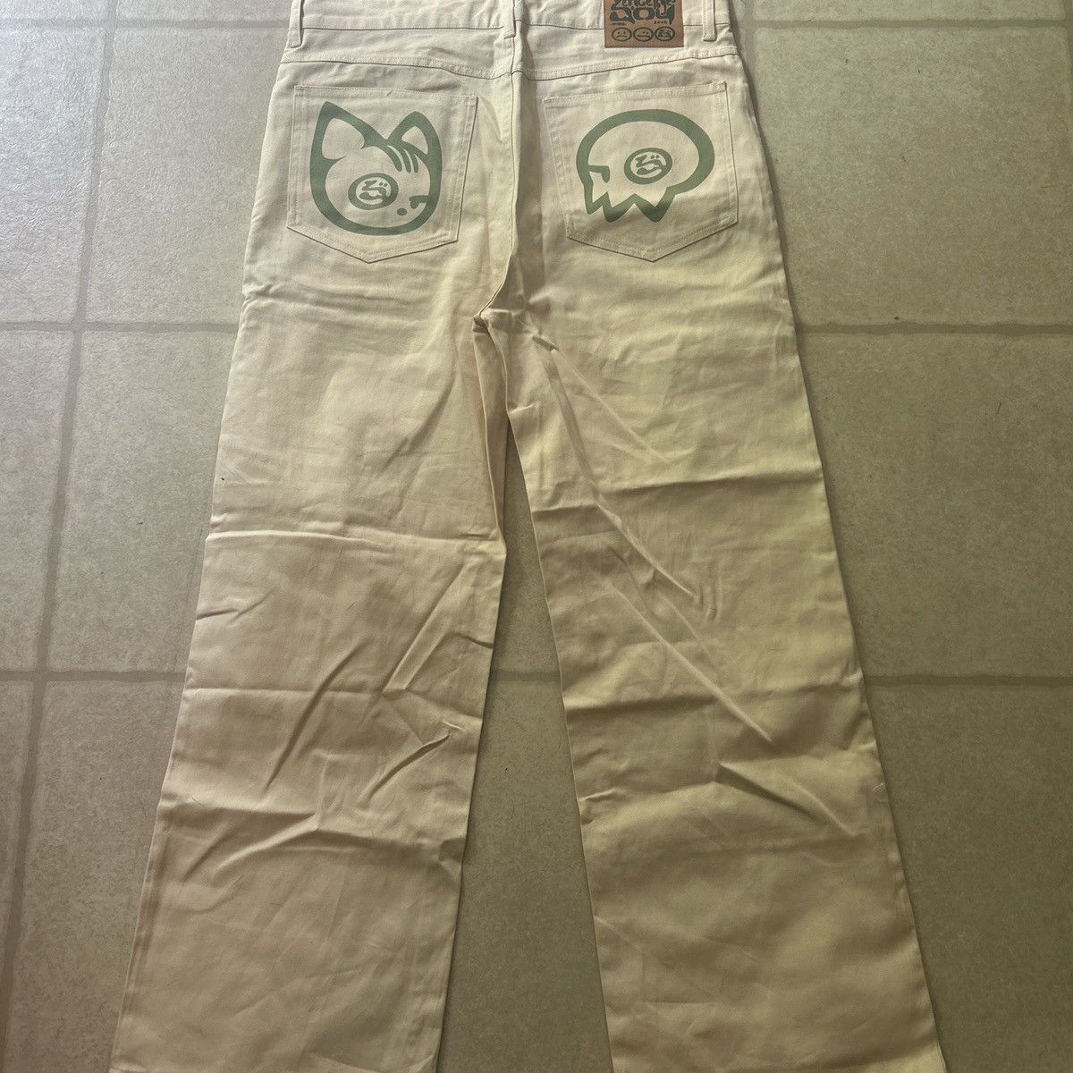 Vintage tan beige wide leg jeans vendage boy pants Size US 33 - 2 Thumbnail