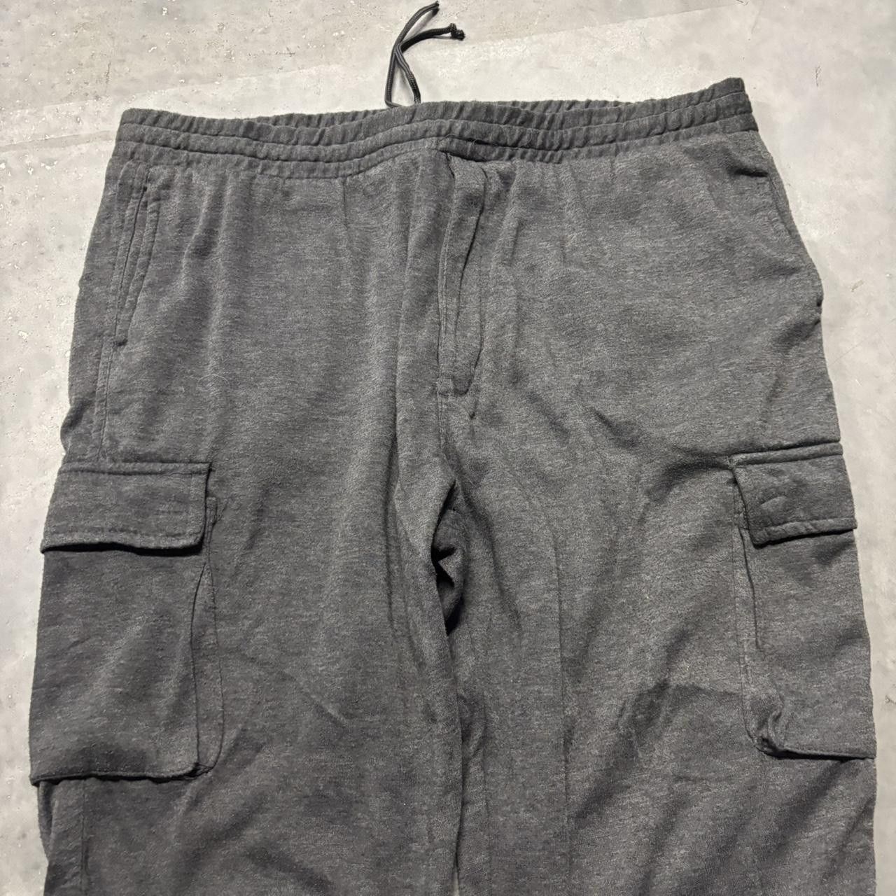 Japanese Brand × Vintage Crazy Vintage 90s Baggy Dark Grey Streetwear Skater Style Wide Leg Cargo Sweatpants! Size US 38 / EU 54 - 4 Thumbnail